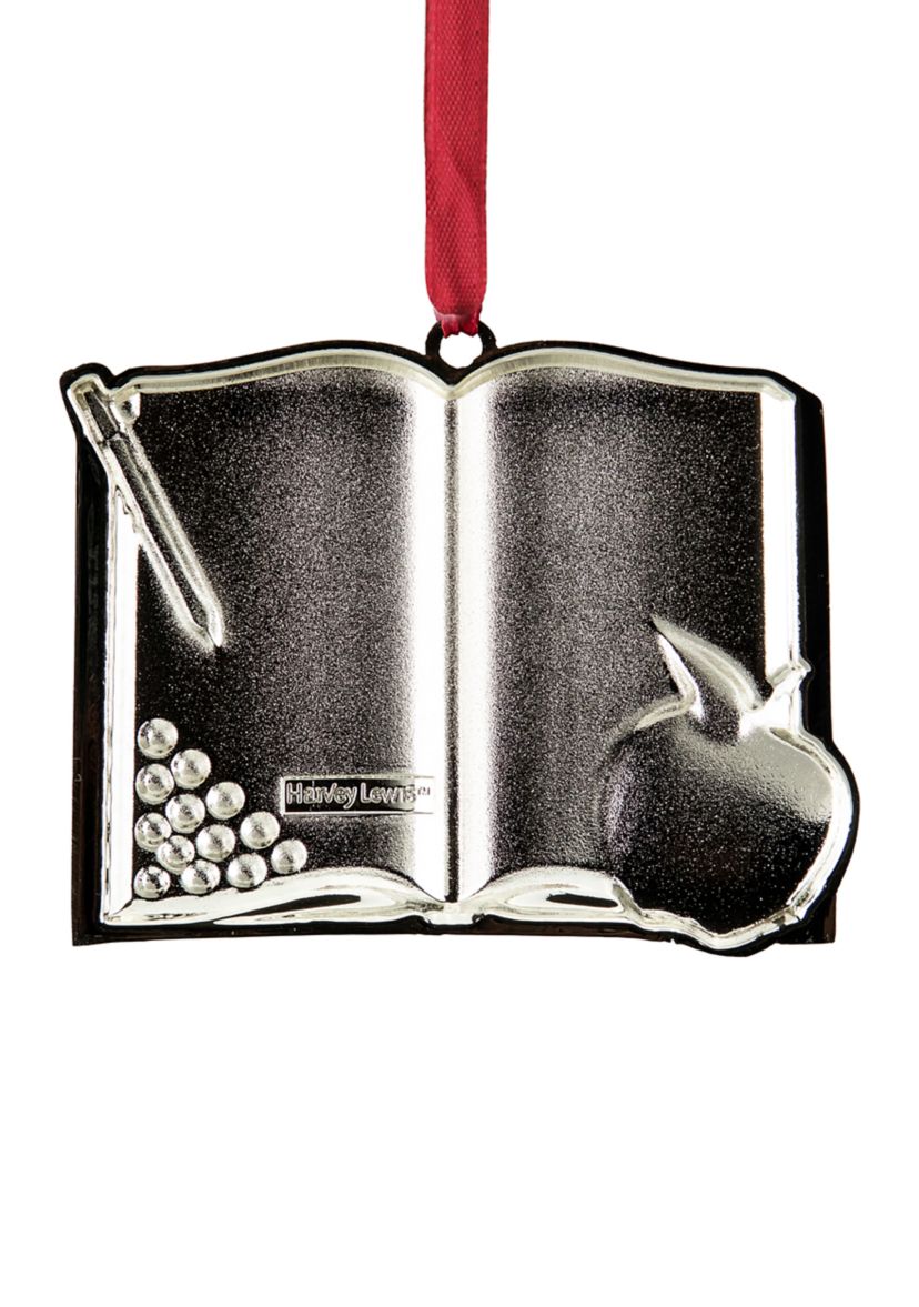 3.25Inch Red and Silver-Plated Teacher Christmas Ornament with European Crystals