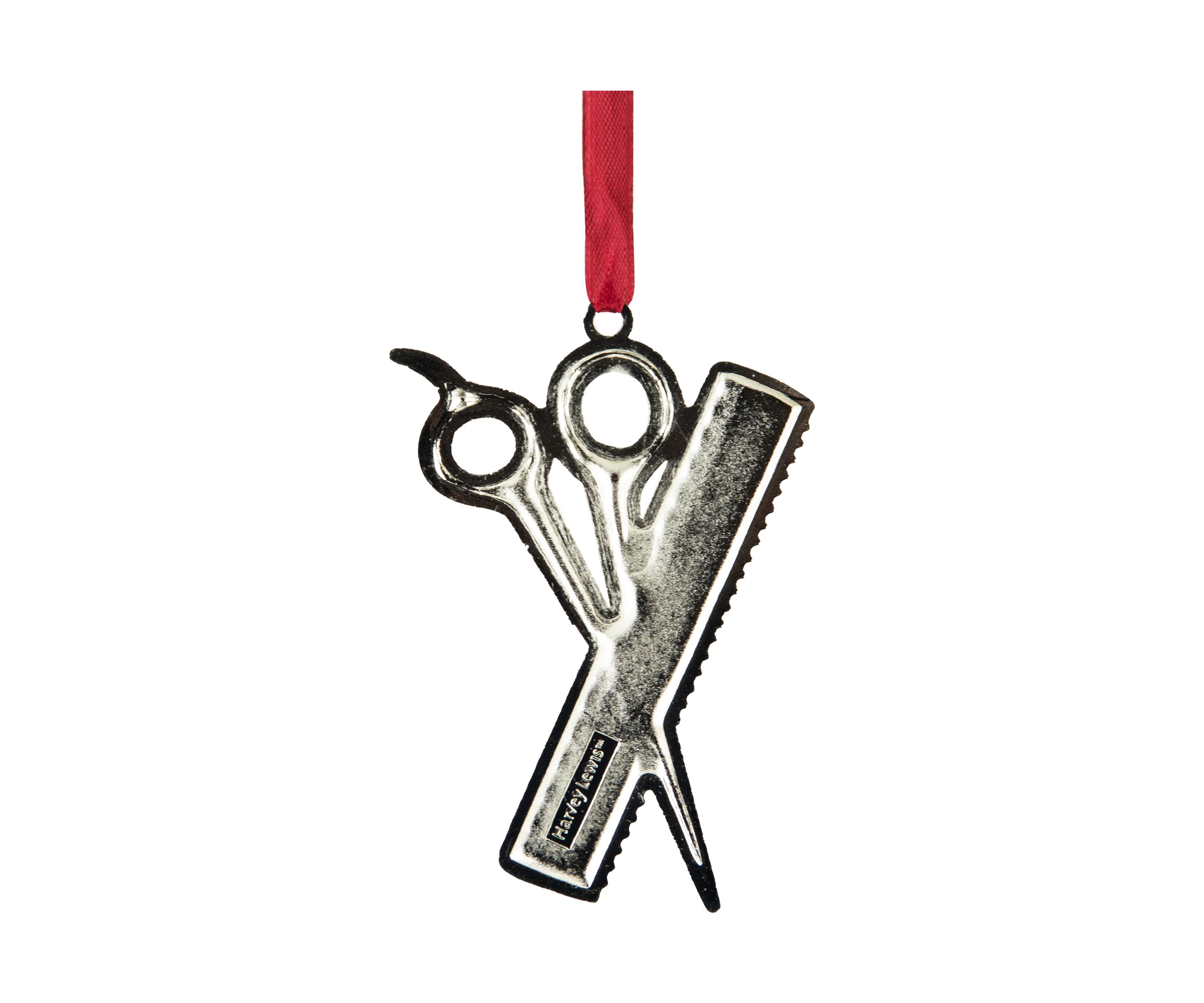 3Inch Silver-Plated Scissors and Comb Christmas Ornament