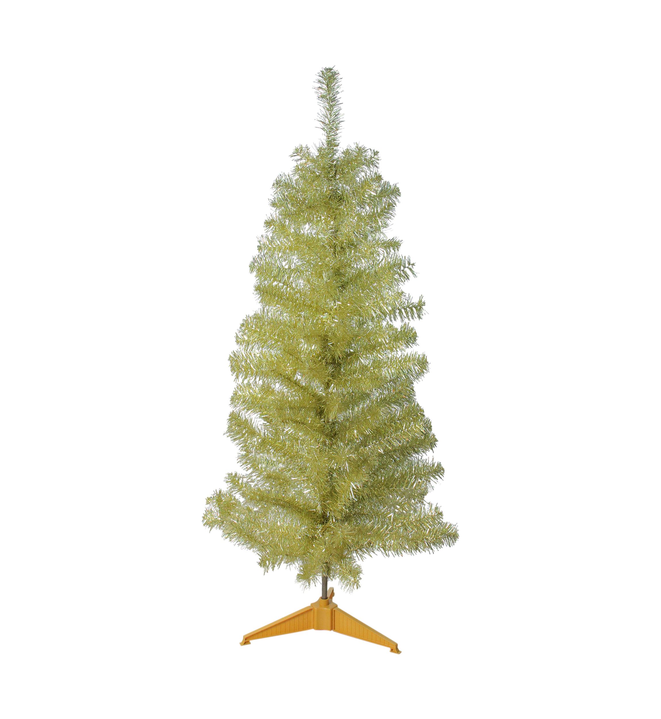 4 Slim Gold Iridescent Tinsel Artificial Christmas Tree - Unlit