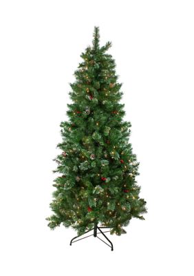 Northlight 7.5' Pre-Lit Medium Mixed Pine Glittered Artificial Christmas Tree - Clear Lights, Green -  0191296060059