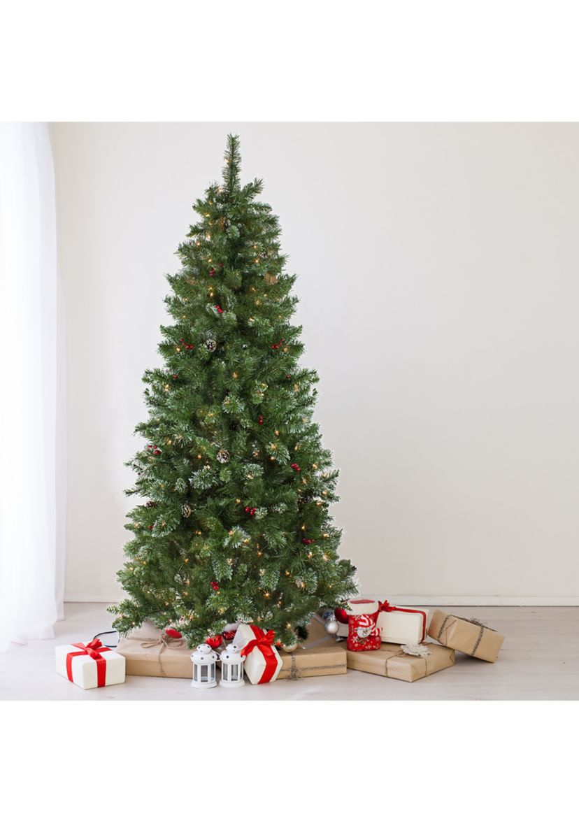 7.5 Pre-Lit Medium Mixed Pine Glittered Artificial Christmas Tree - Clear Lights