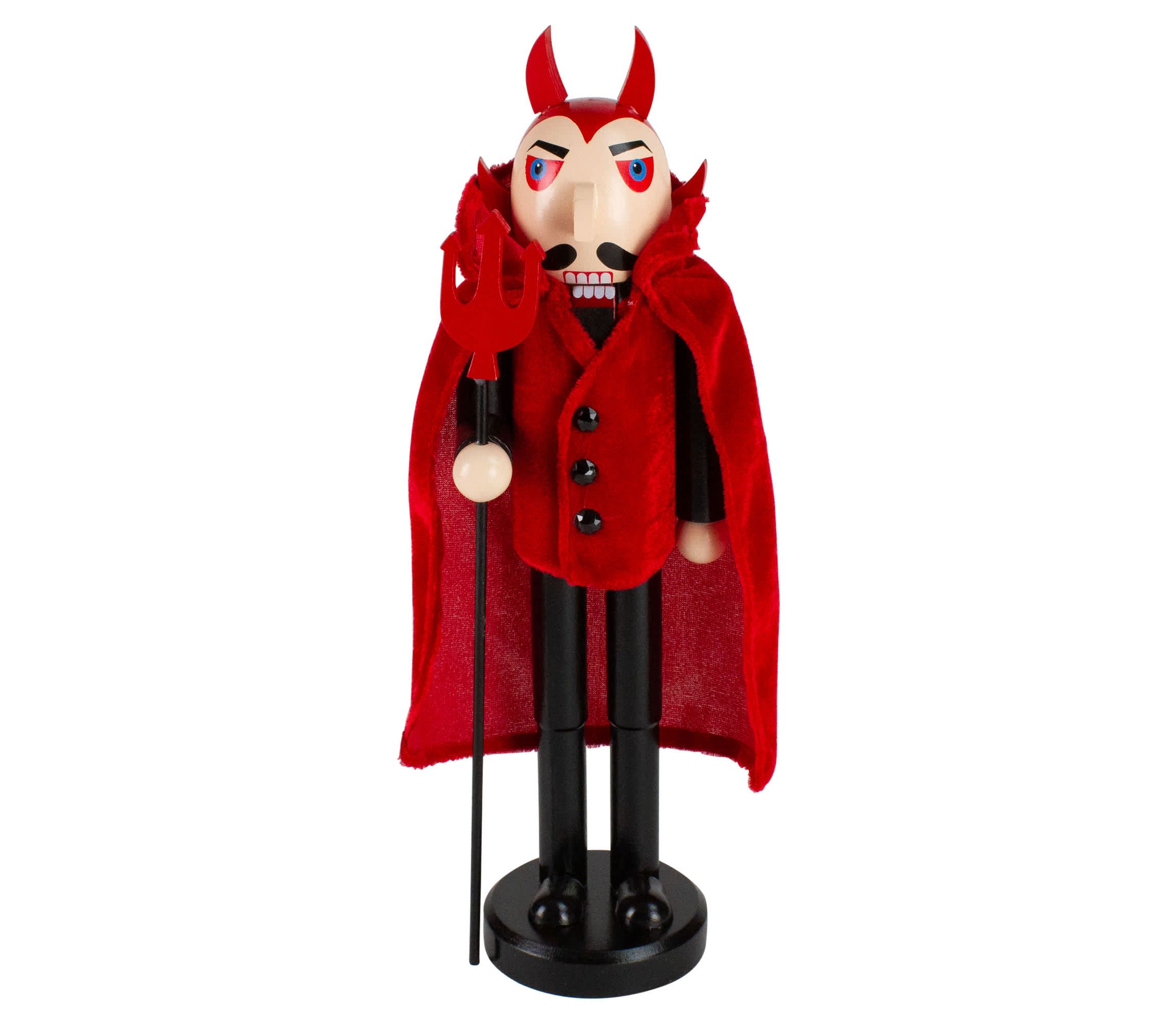 14" Red and Black Devil Holding Pitch Fork Halloween Nutcracker