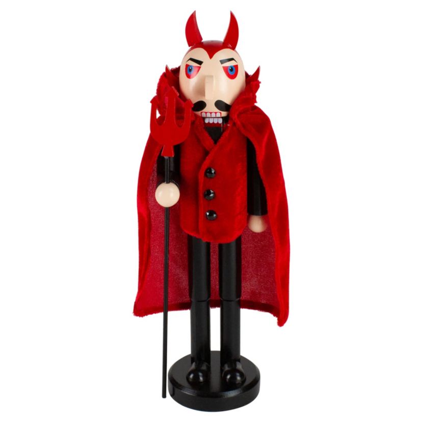 14" Red and Black Devil Holding Pitch Fork Halloween Nutcracker