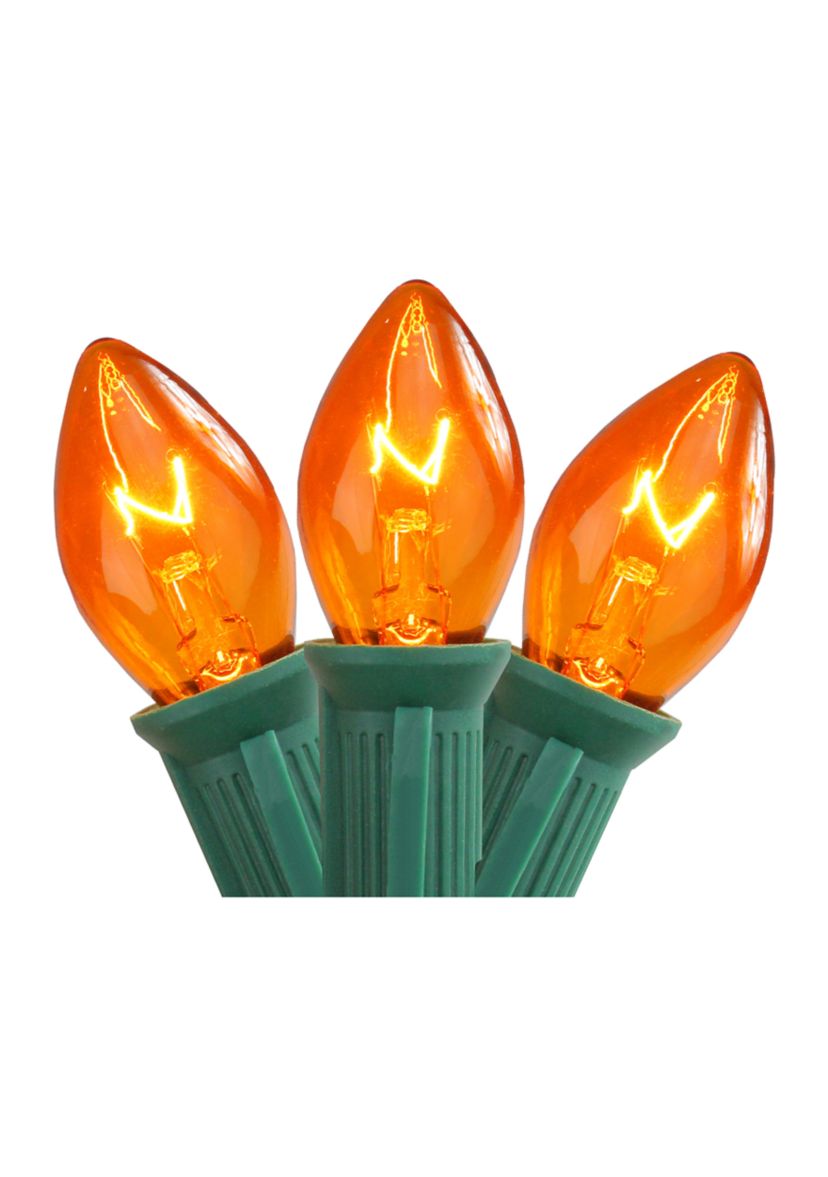 25-Count Transparent Orange C7 Christmas Lights  24ft Green Wire