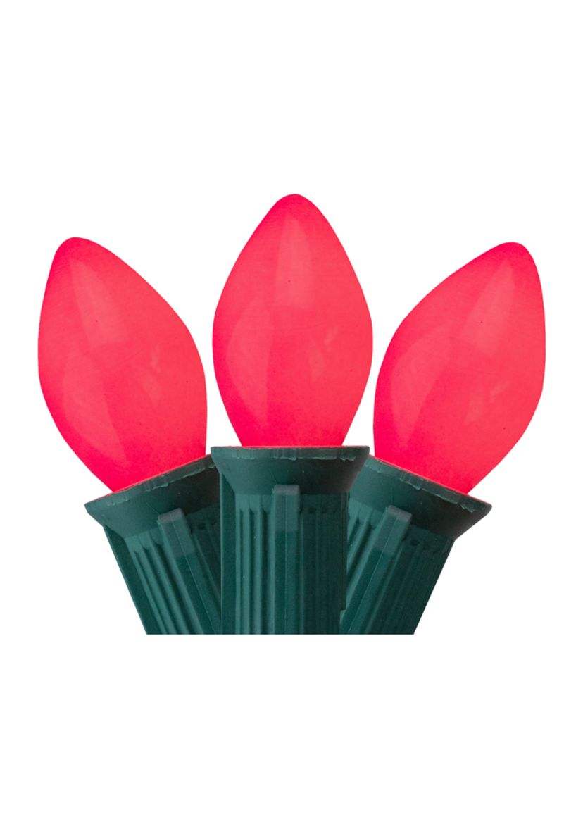 25-Count Opaque Pink C7 Christmas Lights Set  24ft Green Wire