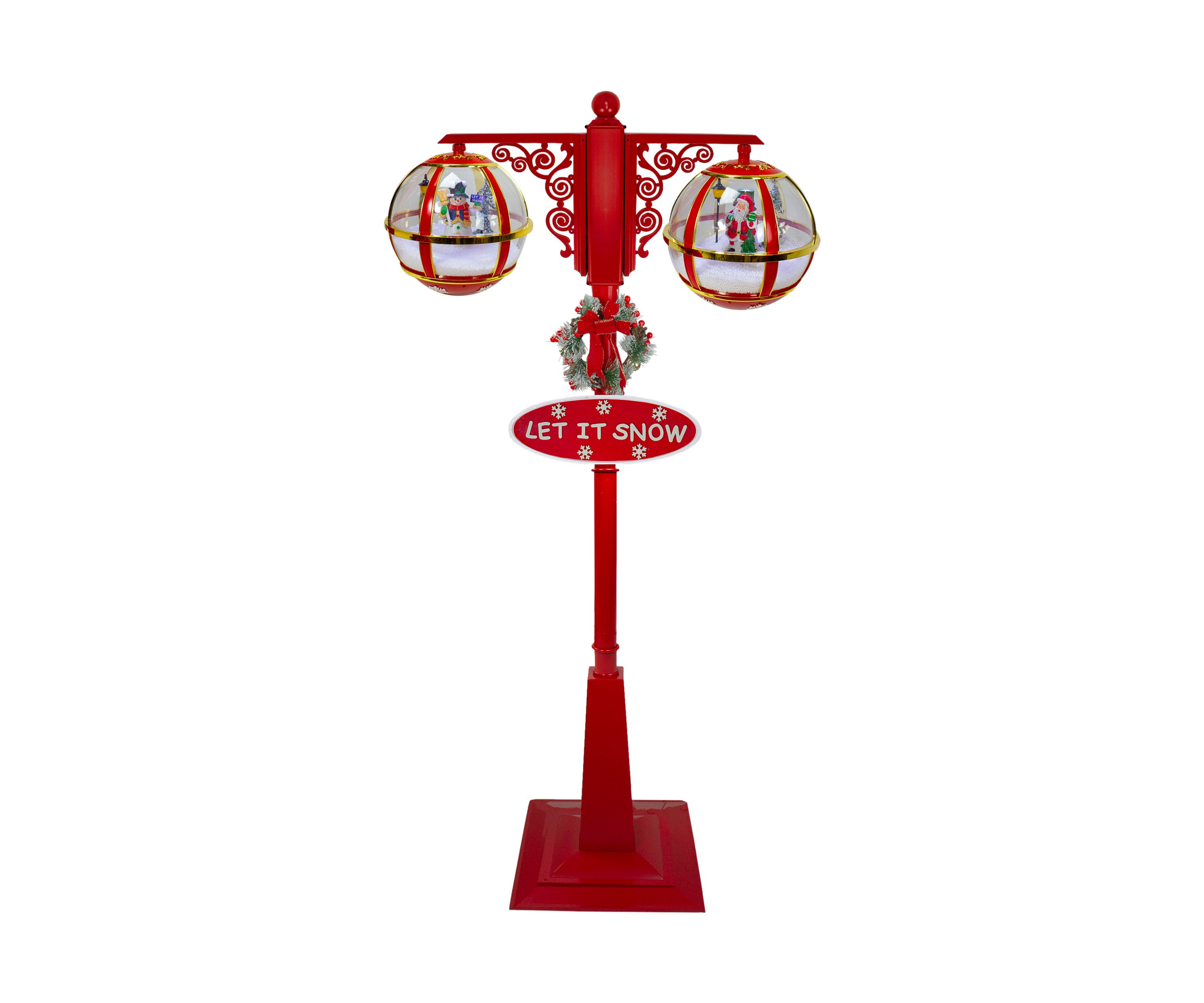 74Inch Lighted Red and Gold Musical Double Christmas Street Lamp