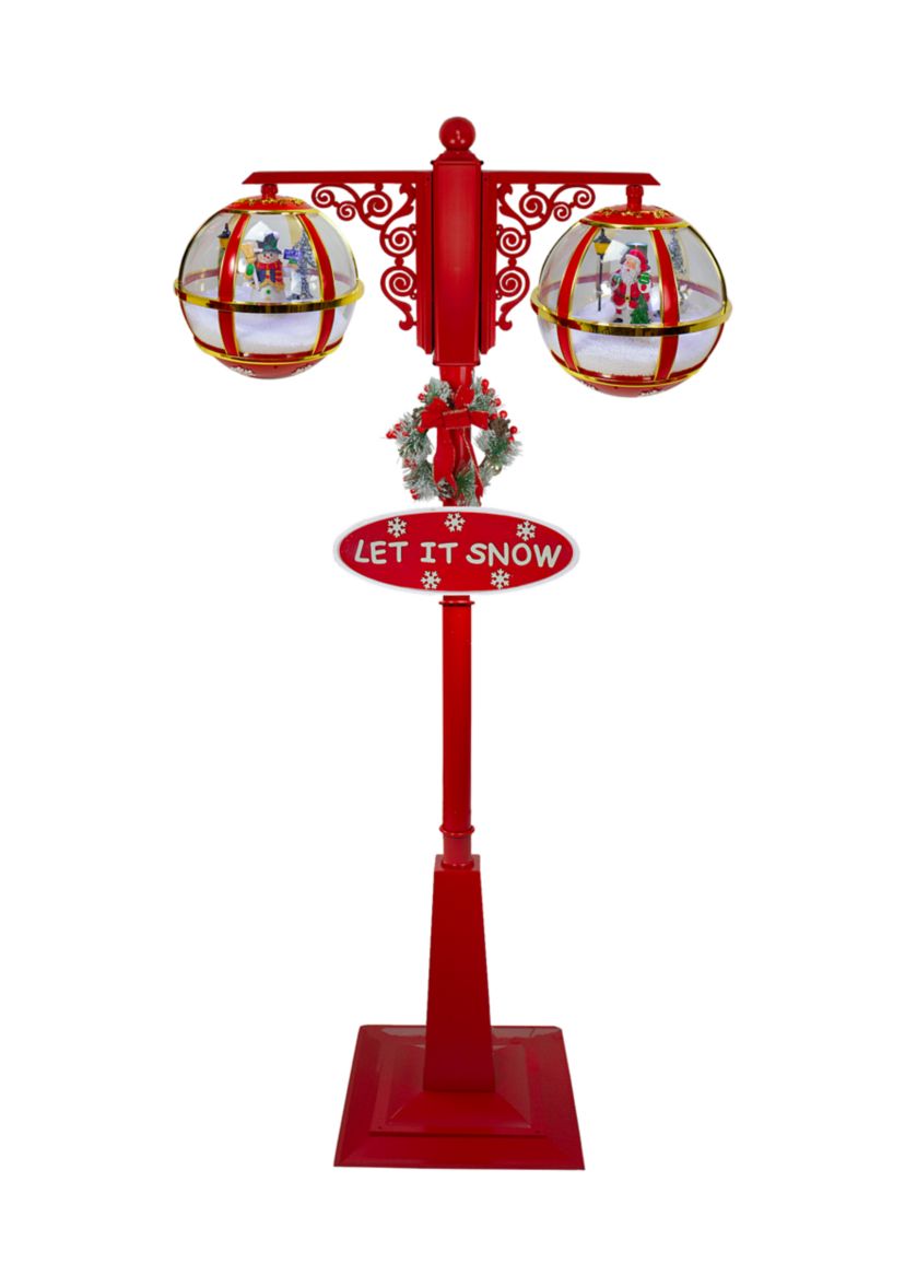 74Inch Lighted Red and Gold Musical Double Christmas Street Lamp