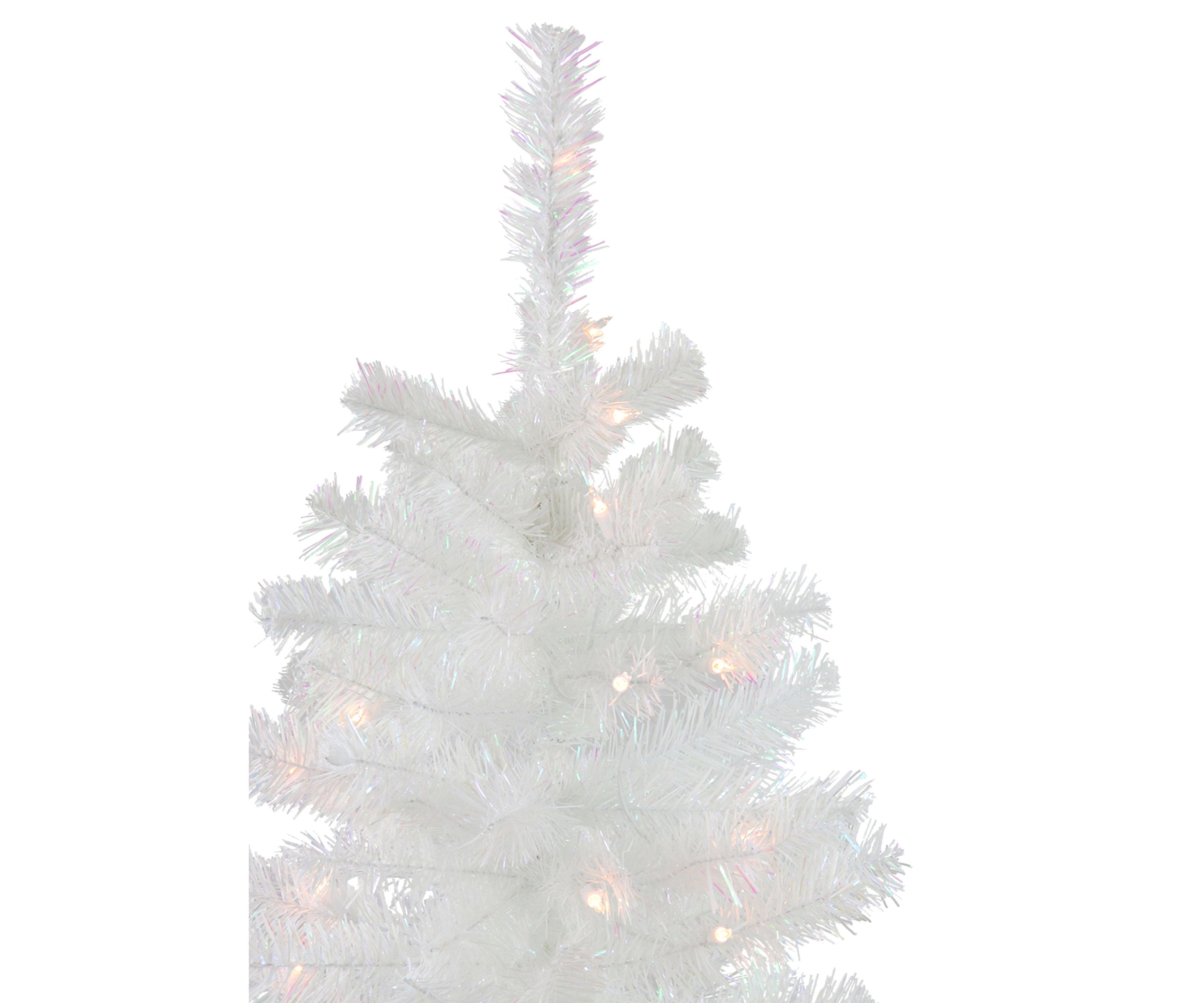 4 Pre-Lit Slim White Artificial Tinsel Christmas Tree - Clear Lights