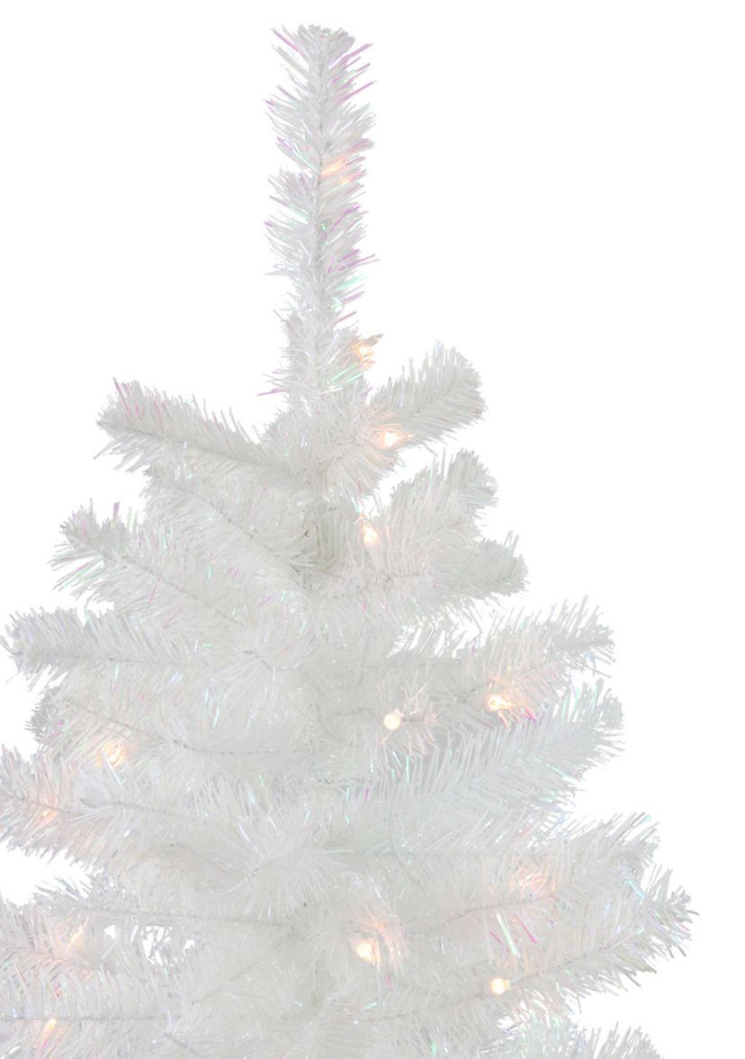4 Pre-Lit Slim White Artificial Tinsel Christmas Tree - Clear Lights