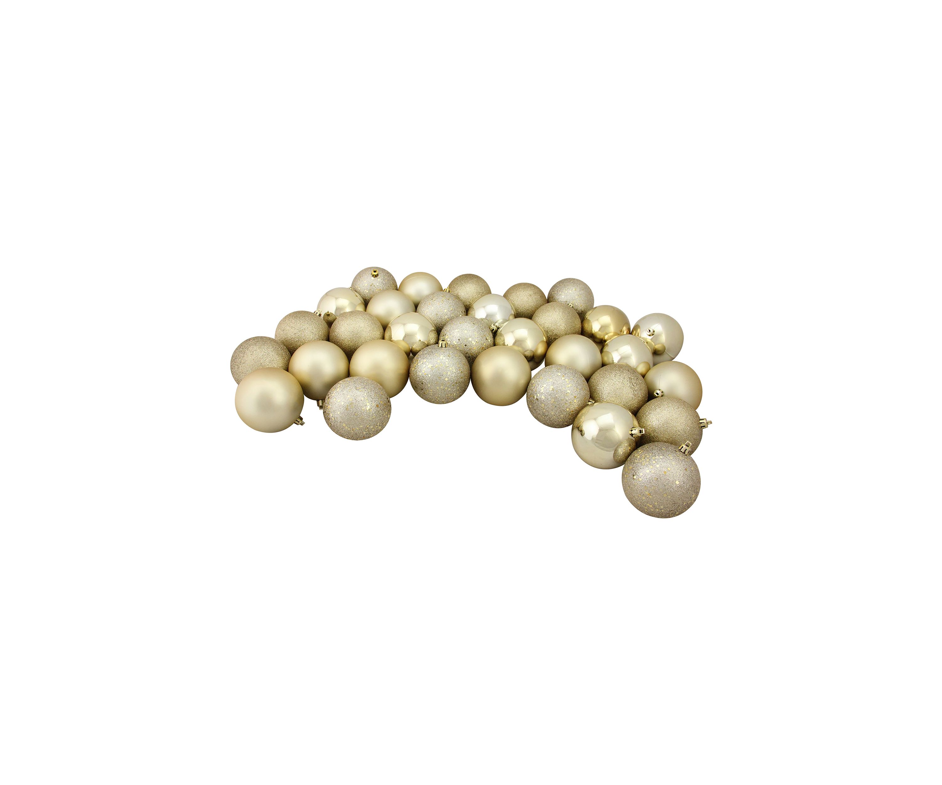60ct Champagne Gold Shatterproof 4-Finish Christmas Ball Ornaments 2.5 inches 60mm