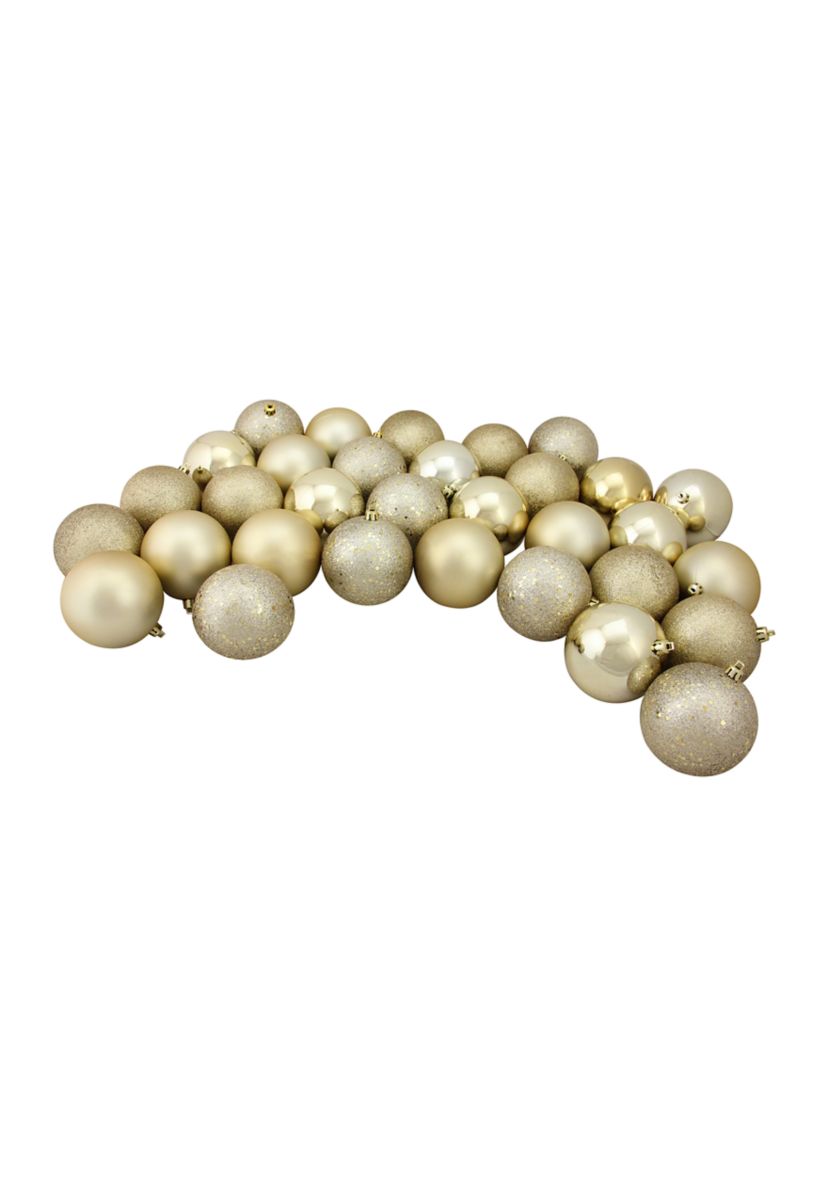 60ct Champagne Gold Shatterproof 4-Finish Christmas Ball Ornaments 2.5 inches 60mm