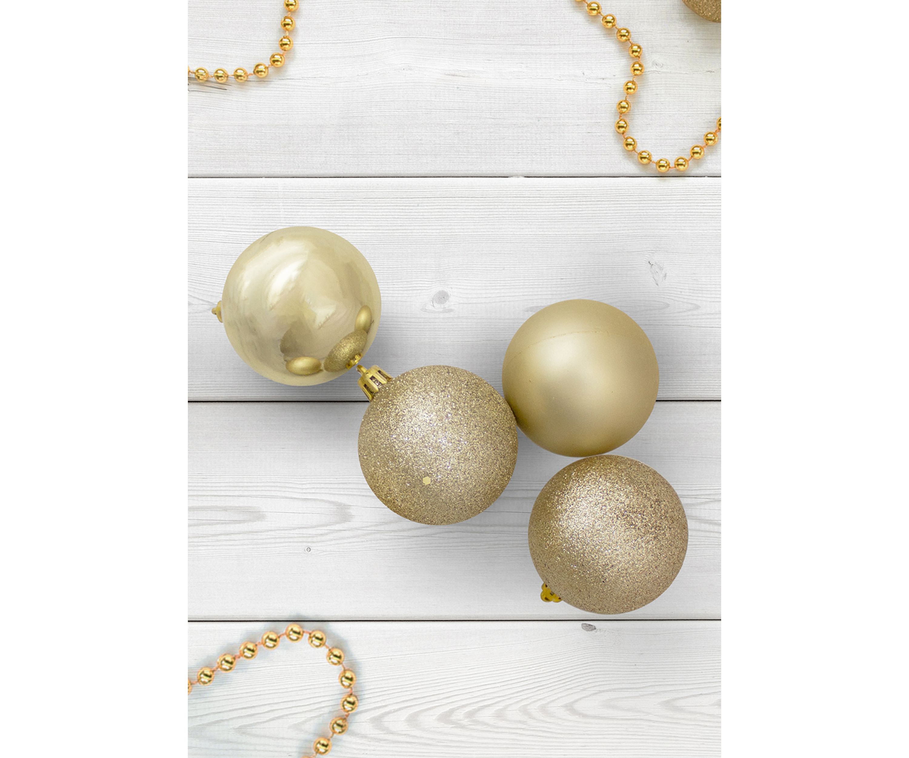 60ct Champagne Gold Shatterproof 4-Finish Christmas Ball Ornaments 2.5 inches 60mm