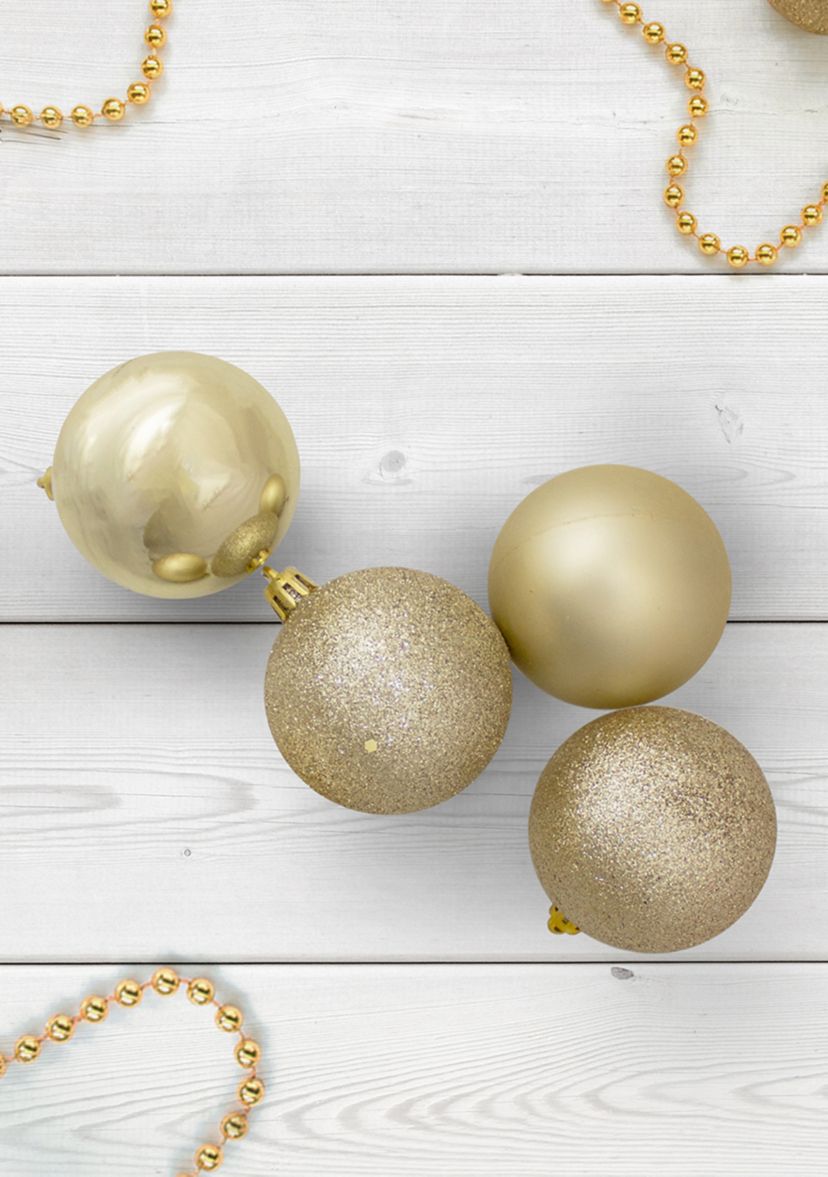 60ct Champagne Gold Shatterproof 4-Finish Christmas Ball Ornaments 2.5 inches 60mm