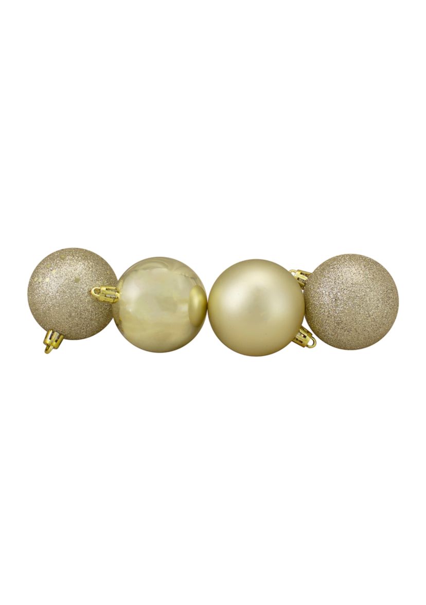 60ct Champagne Gold Shatterproof 4-Finish Christmas Ball Ornaments 2.5 inches 60mm