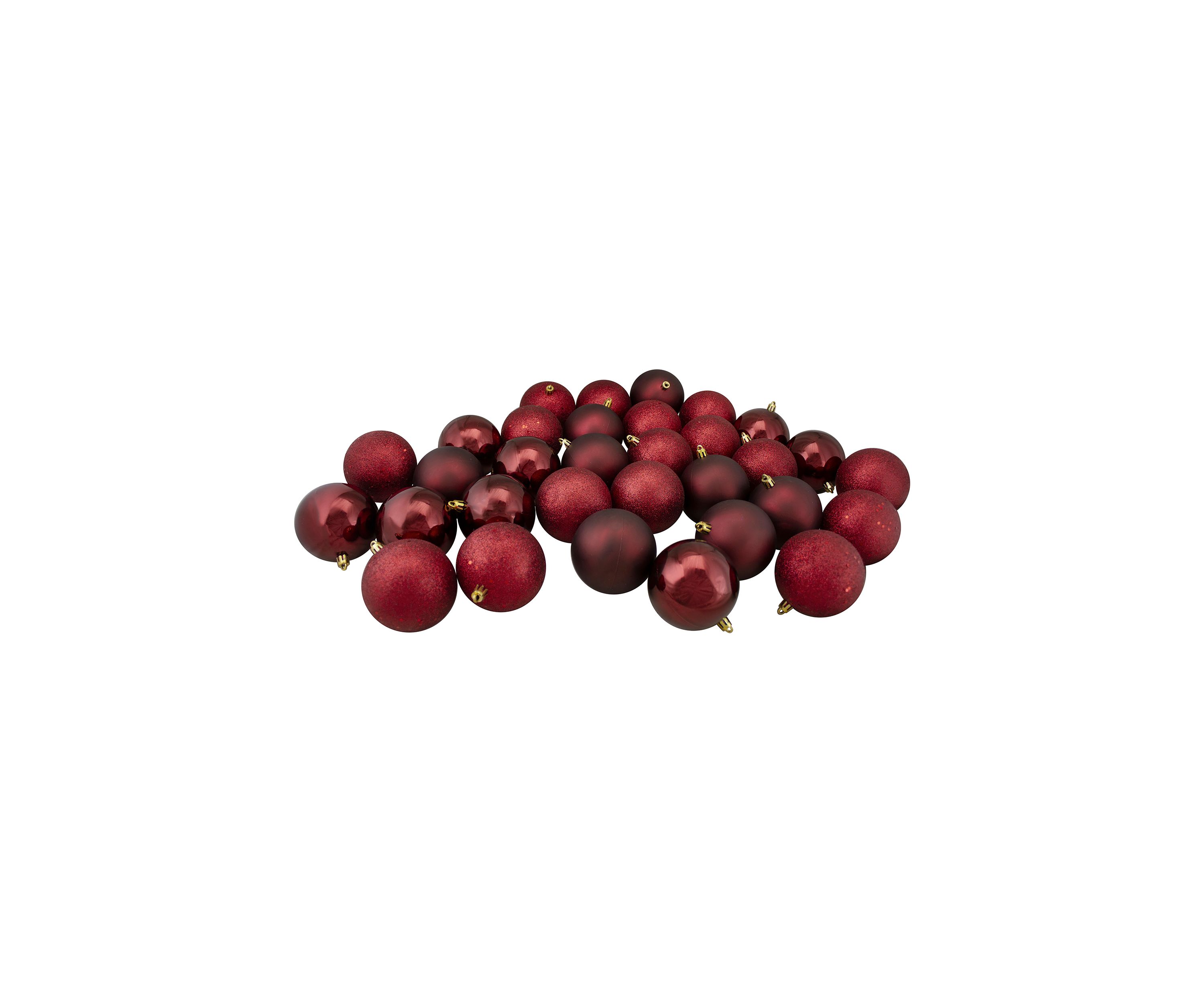 60ct Burgundy Shatterproof 4 Finish Christmas Ball Ornaments 2.5Inch (60mm)