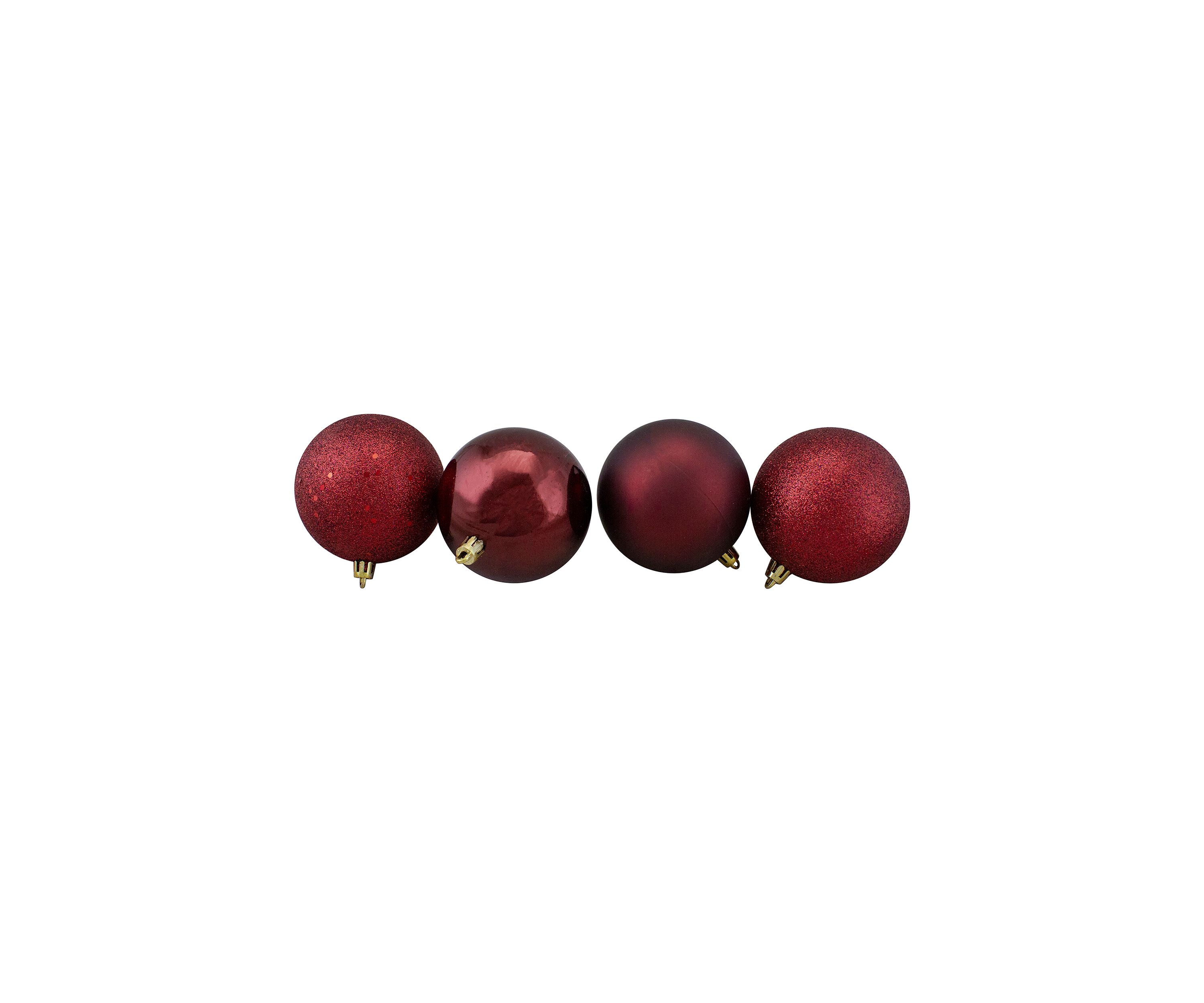 60ct Burgundy Shatterproof 4 Finish Christmas Ball Ornaments 2.5Inch (60mm)