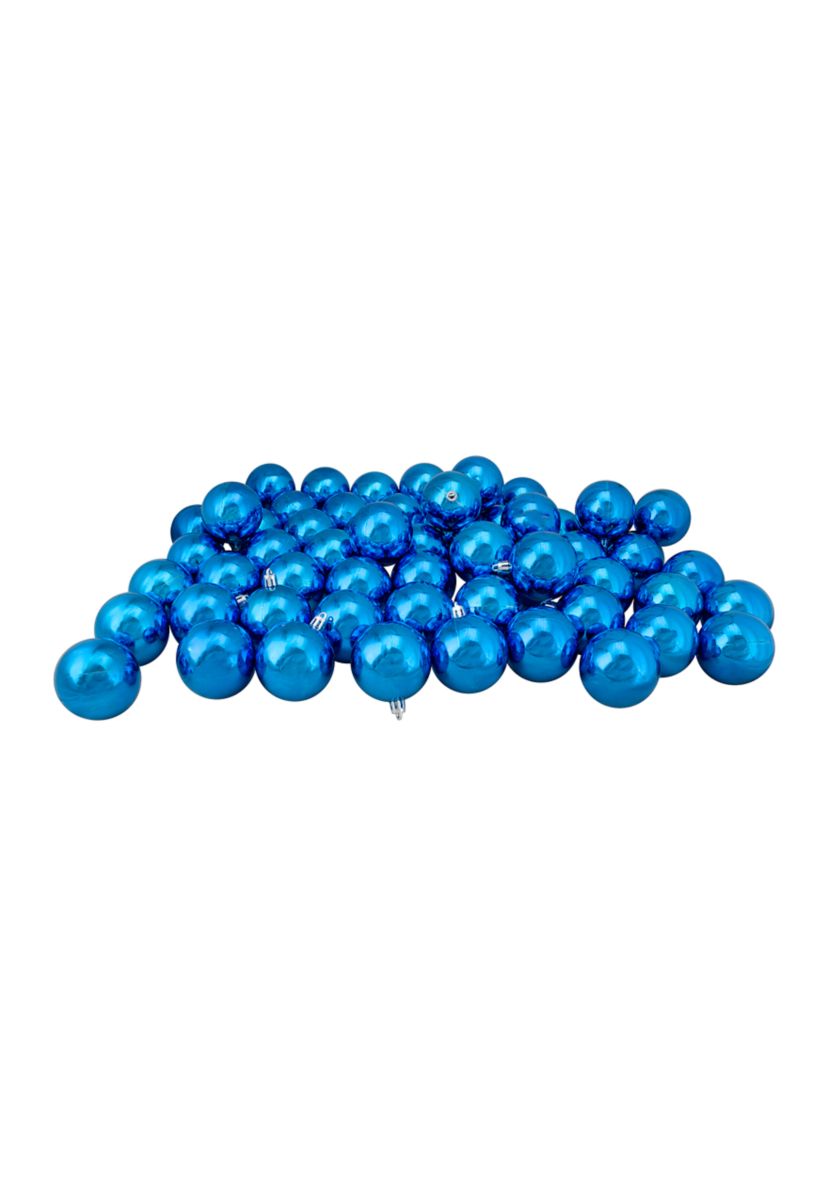 60ct Lavish Blue Shatterproof Shiny Christmas Ball Ornaments 2.5Inch (60mm)