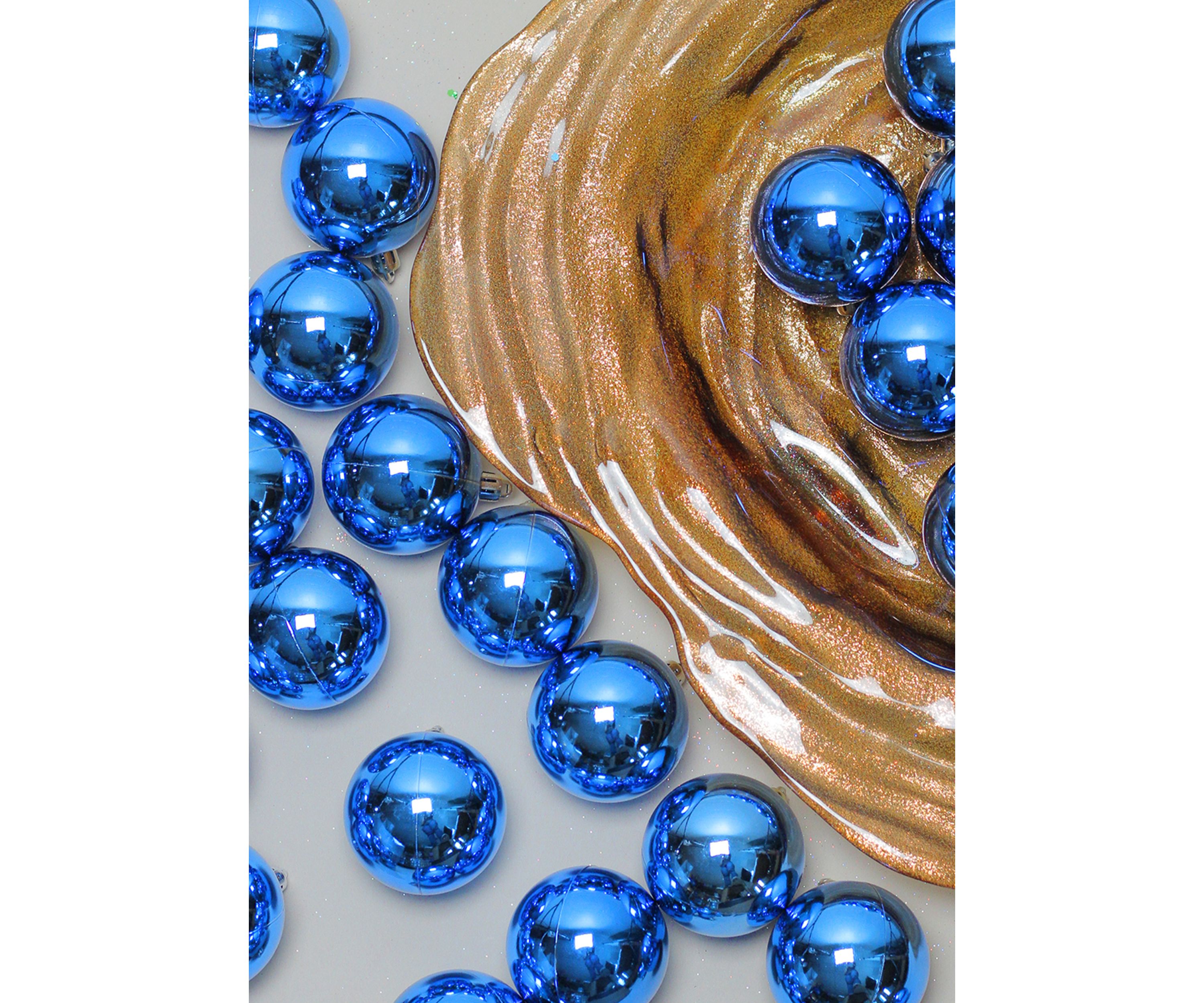 60ct Lavish Blue Shatterproof Shiny Christmas Ball Ornaments 2.5Inch (60mm)