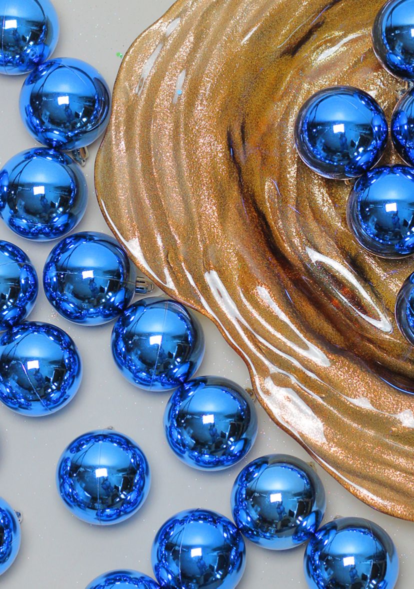 60ct Lavish Blue Shatterproof Shiny Christmas Ball Ornaments 2.5Inch (60mm)