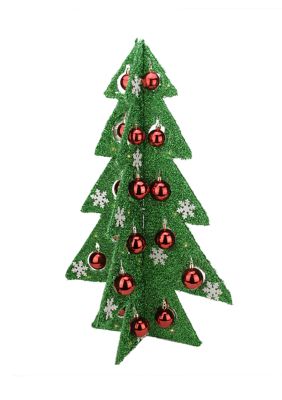 Northlight 28Inch Pre-Lit Battery Operated Green And Red Led Christmas Tree Tabletop Decor