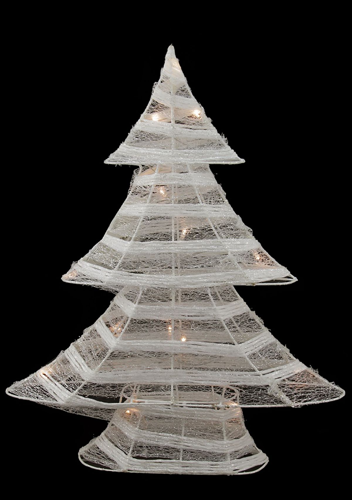 18.5Inch White and Silver Battery Operated LED Lighted Christmas Tree Tabletop Decor