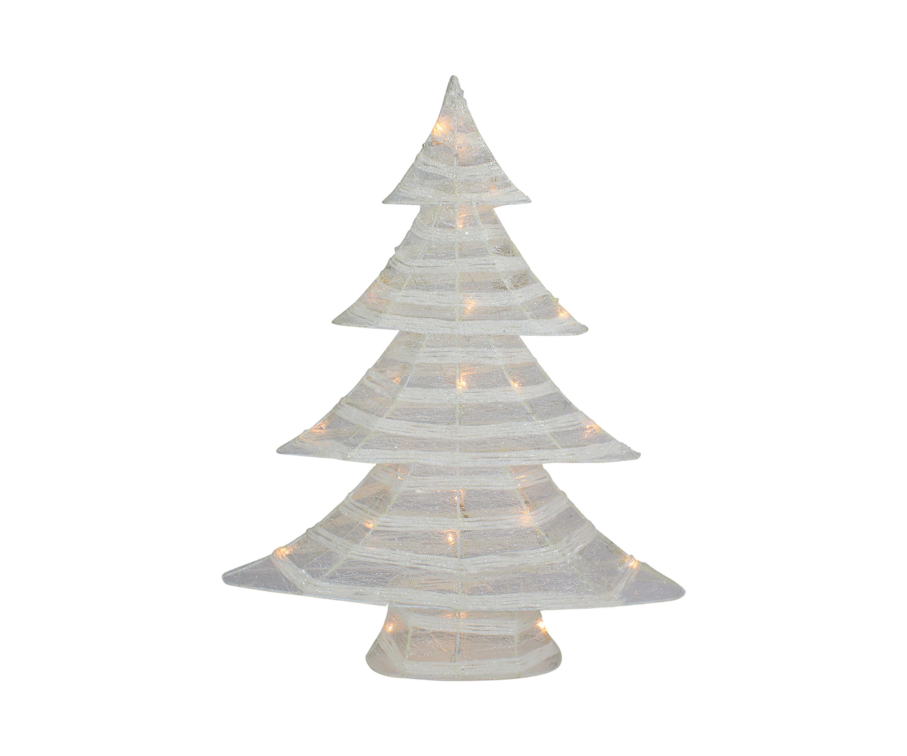 24.5Inch White and Silver Battery Operated Glittered LED Christmas Tree Tabletop Decor