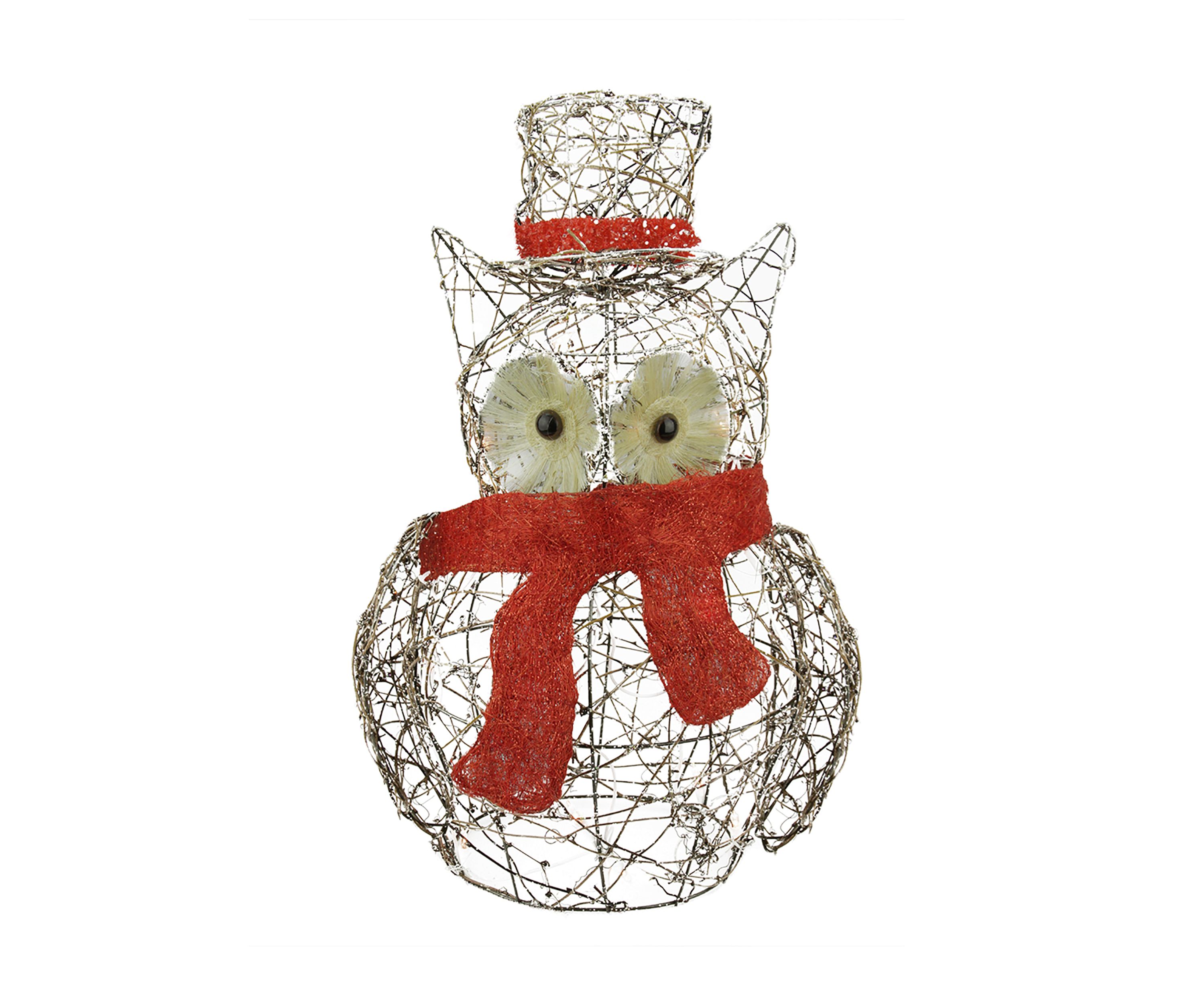 21Inch Lighted Glitter Rattan Owl Christmas Outdoor Decoration