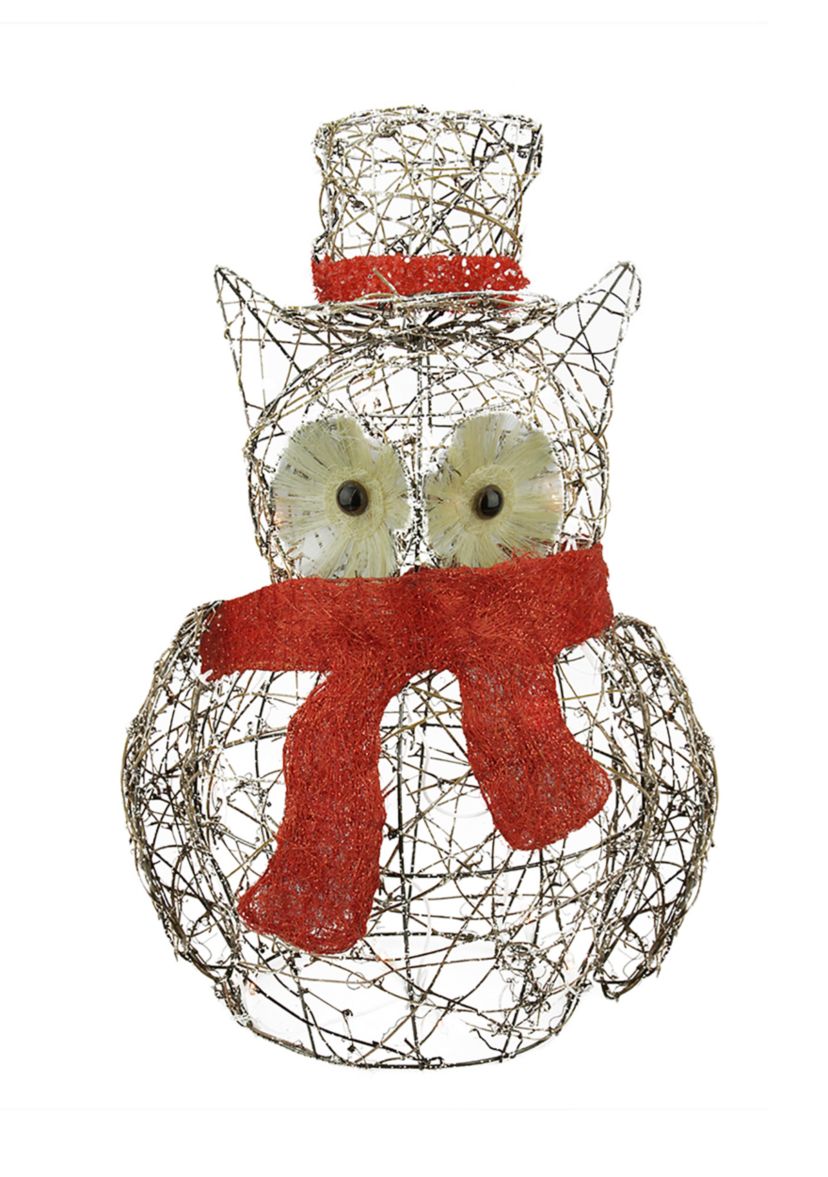 21Inch Lighted Glitter Rattan Owl Christmas Outdoor Decoration