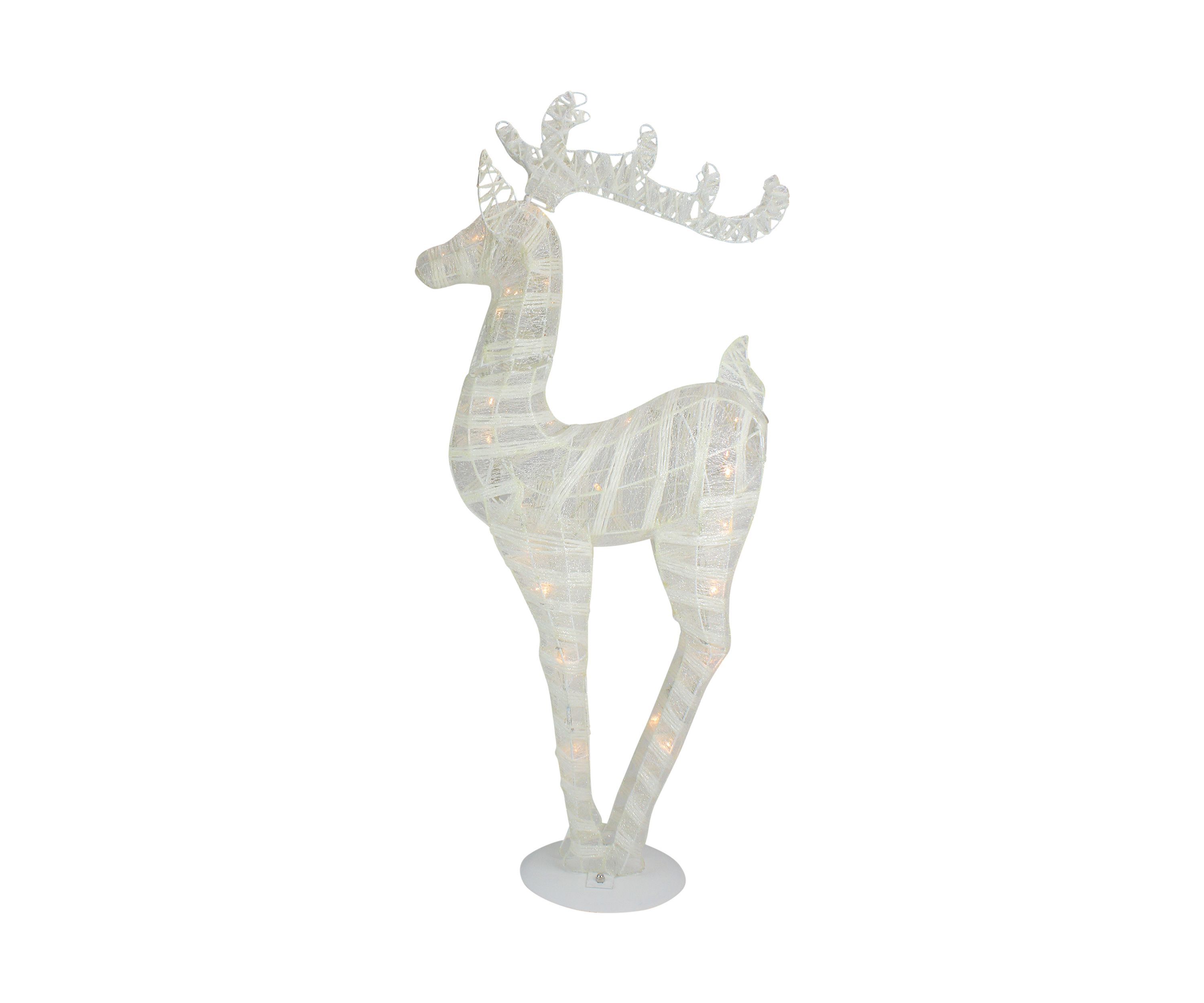 36Inch White and Silver Glitter LED Lighted Reindeer Christmas Tabletop Decor