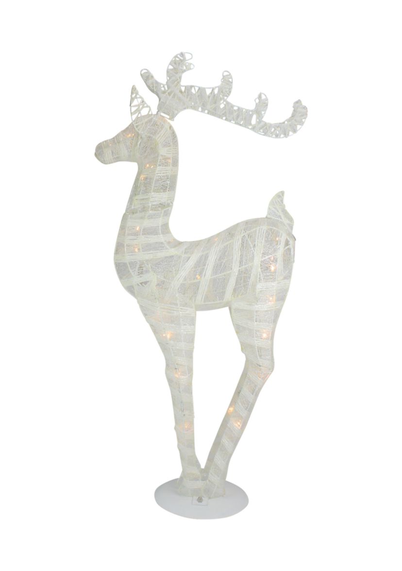 36Inch White and Silver Glitter LED Lighted Reindeer Christmas Tabletop Decor