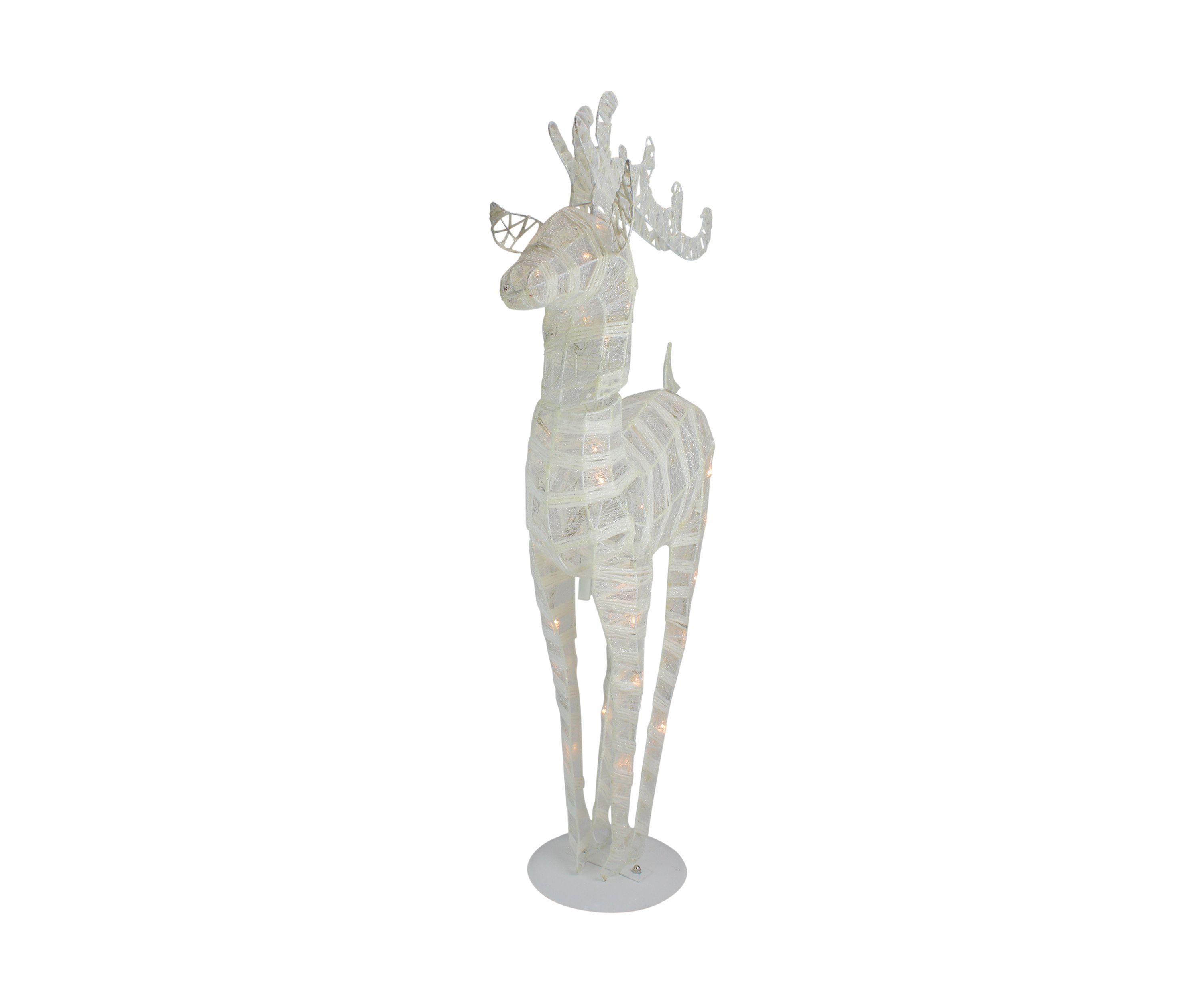 36Inch White and Silver Glitter LED Lighted Reindeer Christmas Tabletop Decor