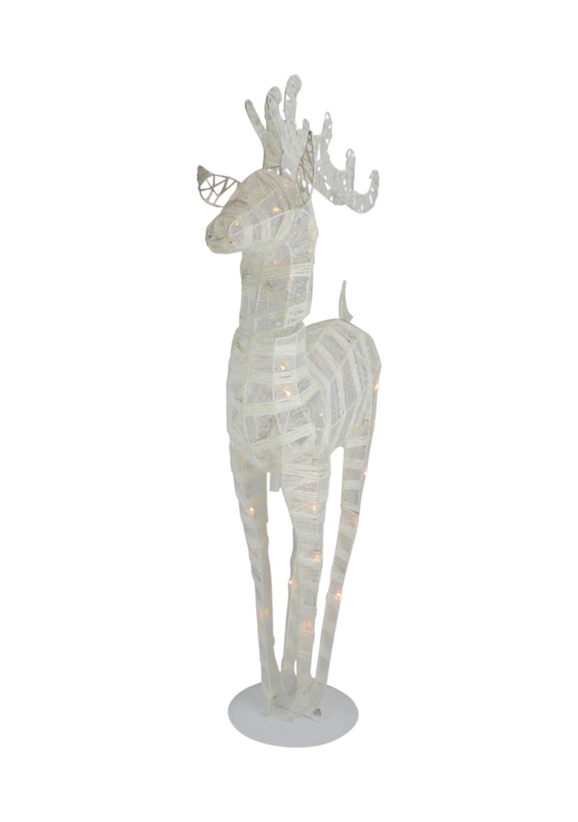 36Inch White and Silver Glitter LED Lighted Reindeer Christmas Tabletop Decor