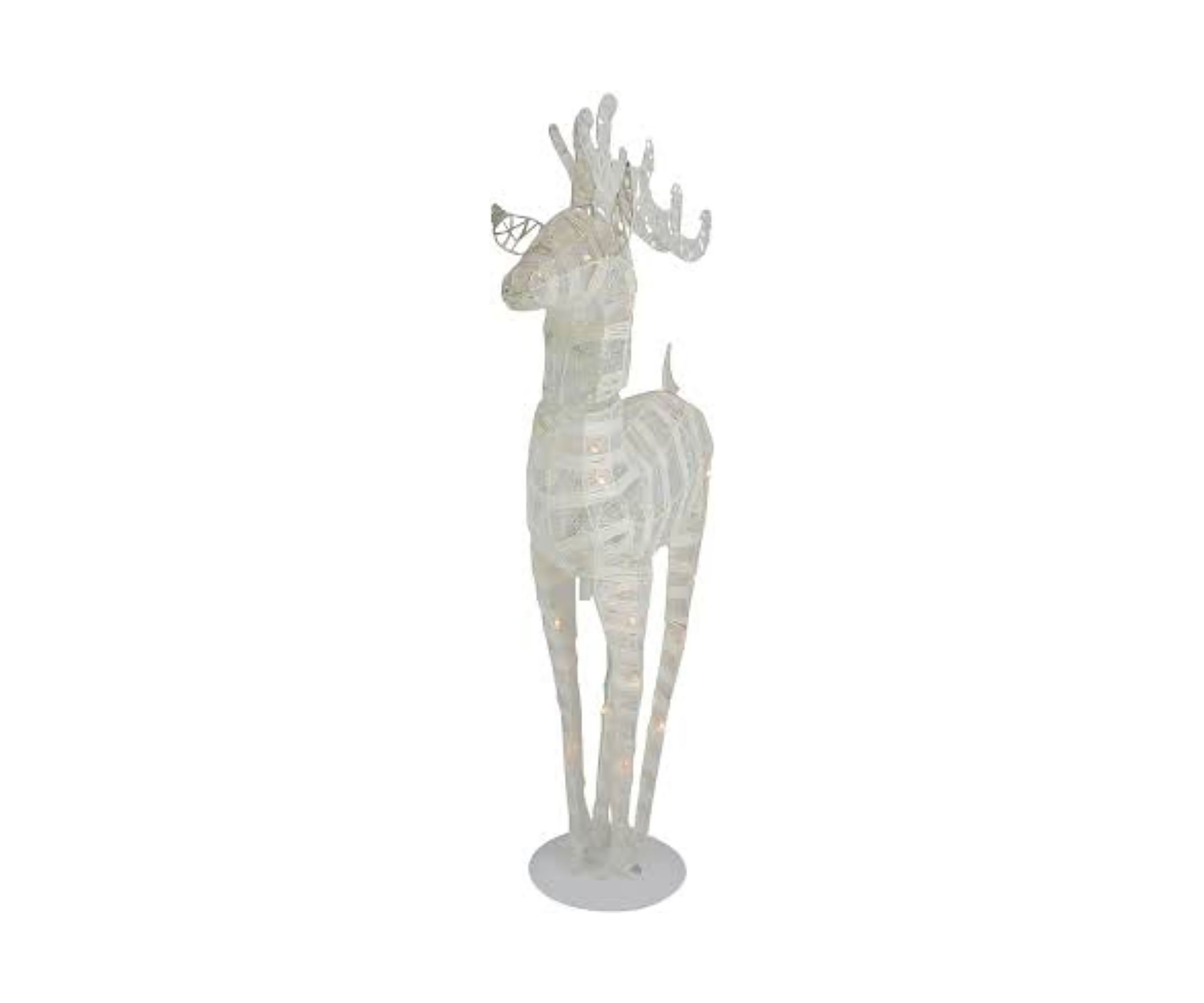 36Inch White and Silver Glitter LED Lighted Reindeer Christmas Tabletop Decor
