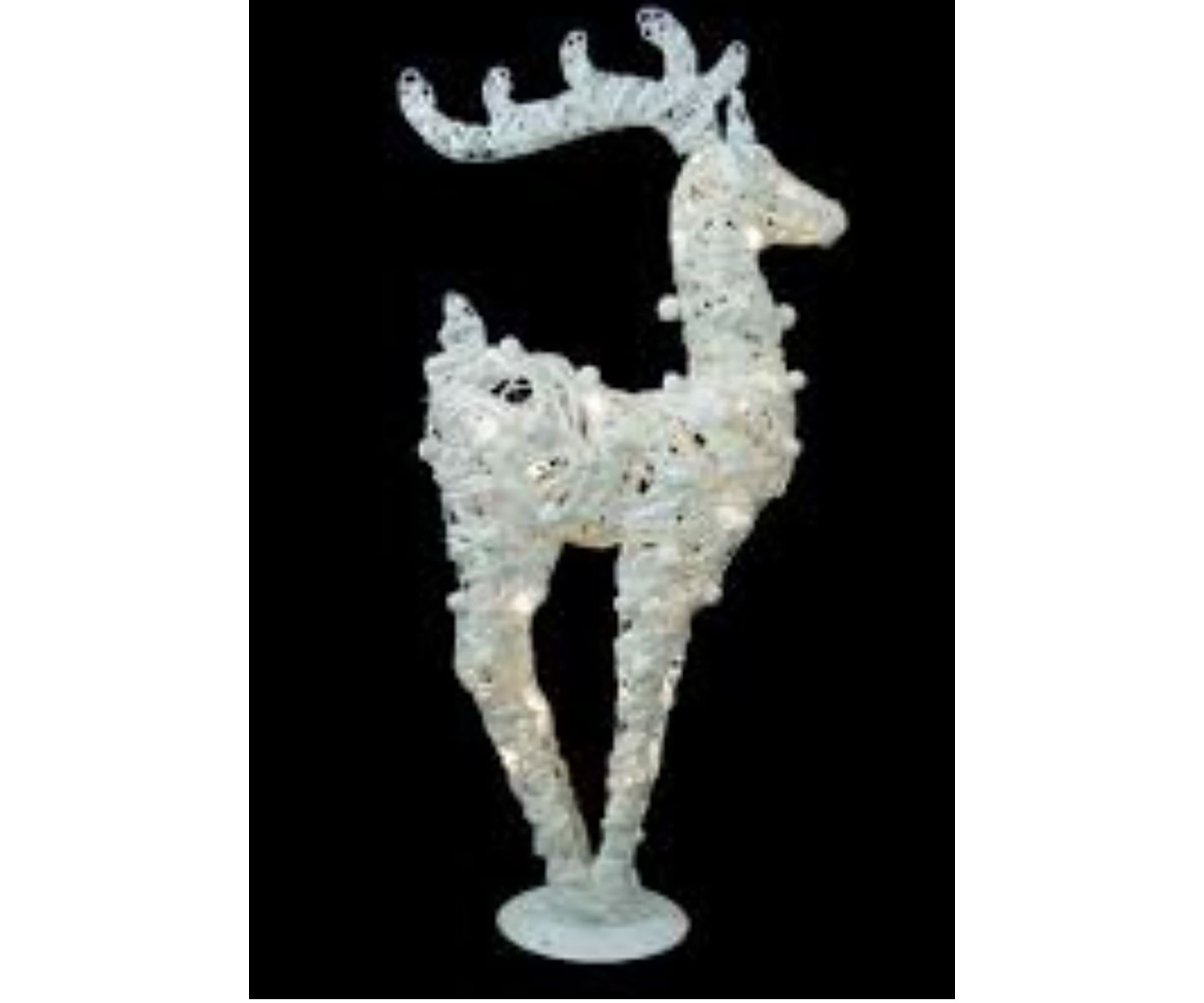 36Inch White and Silver Glitter LED Lighted Reindeer Christmas Tabletop Decor