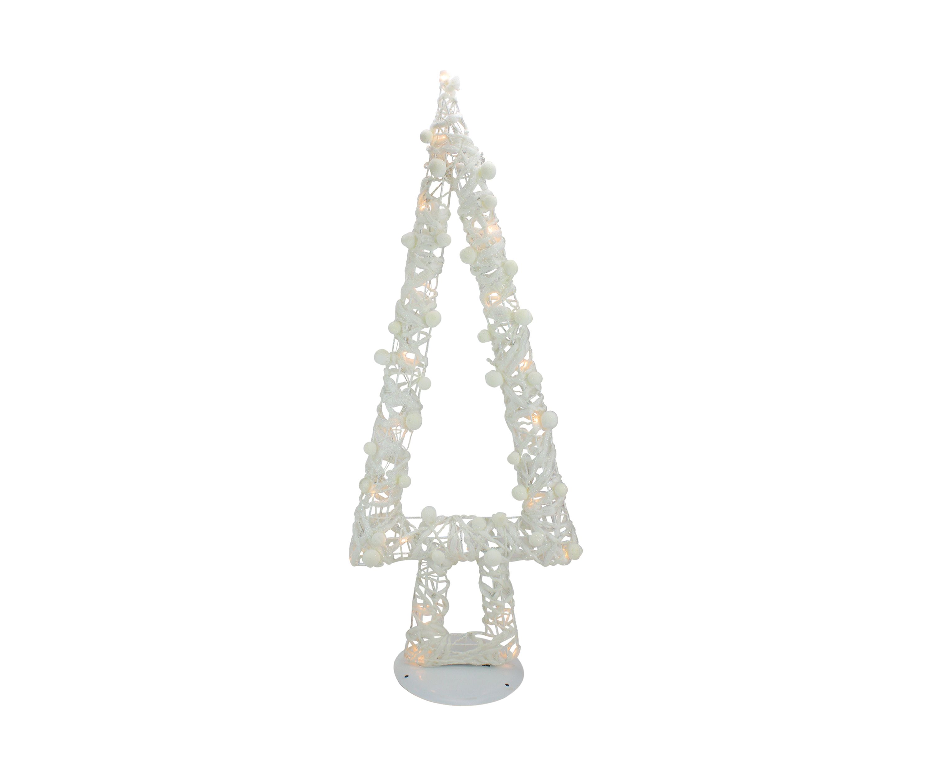 34Inch Pre-Lit White Battery Operated Glittered Christmas Tree Decor