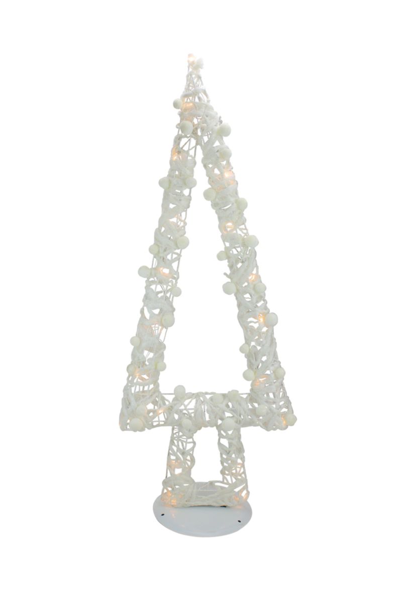 34Inch Pre-Lit White Battery Operated Glittered Christmas Tree Decor