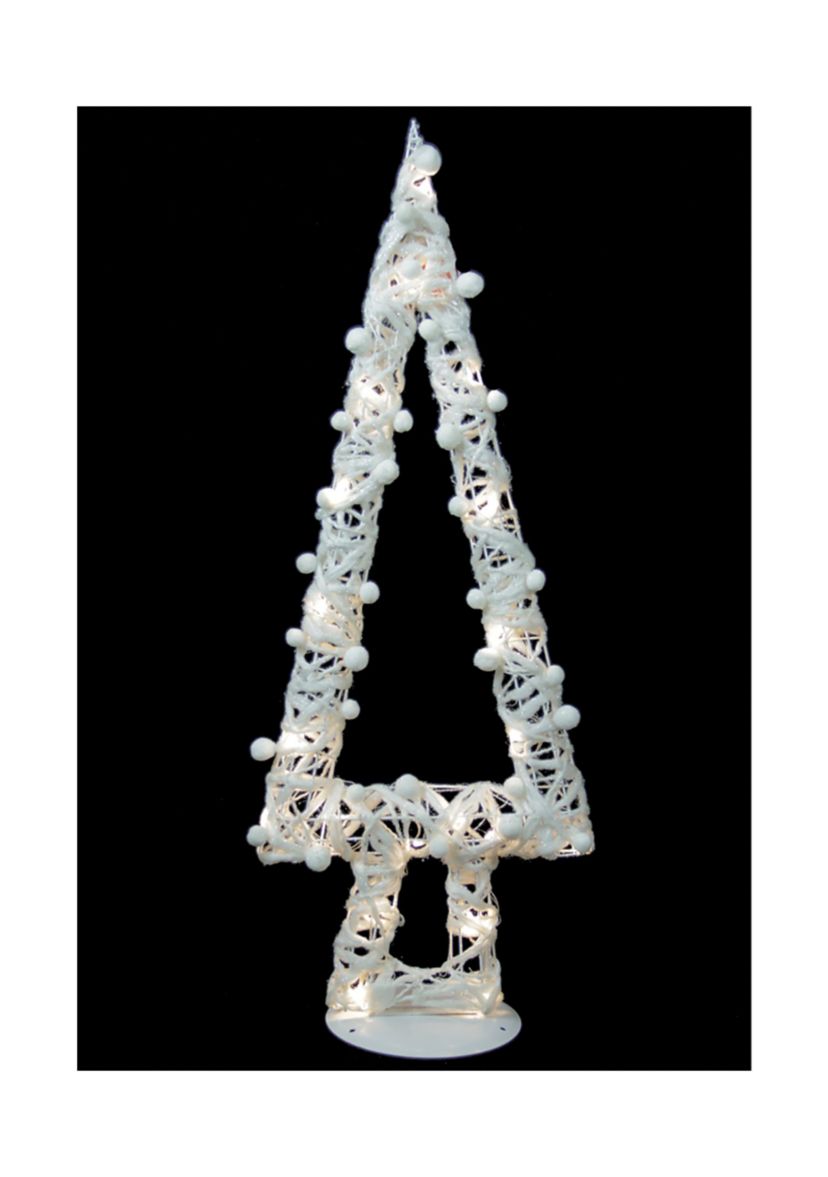 34Inch Pre-Lit White Battery Operated Glittered Christmas Tree Decor