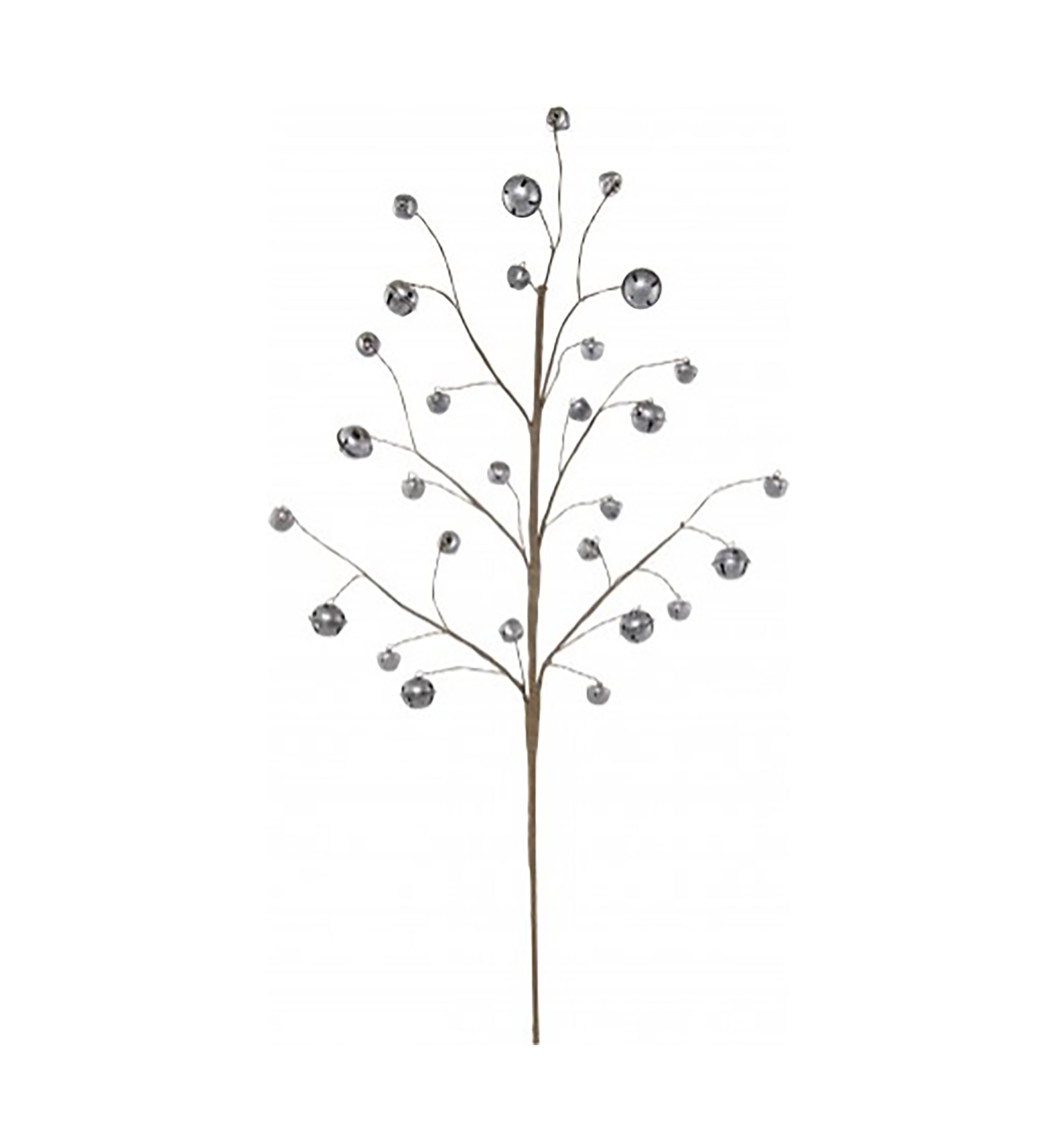 24.5Inch Antique Silver Winter Light Jingle Bell Artificial Christmas Spray