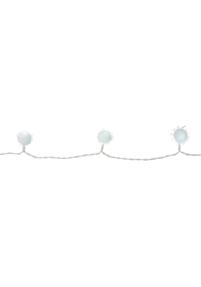 40-Count Cool White Iridescent Snowball LED Christmas Lights - 19.2 ft White Wire