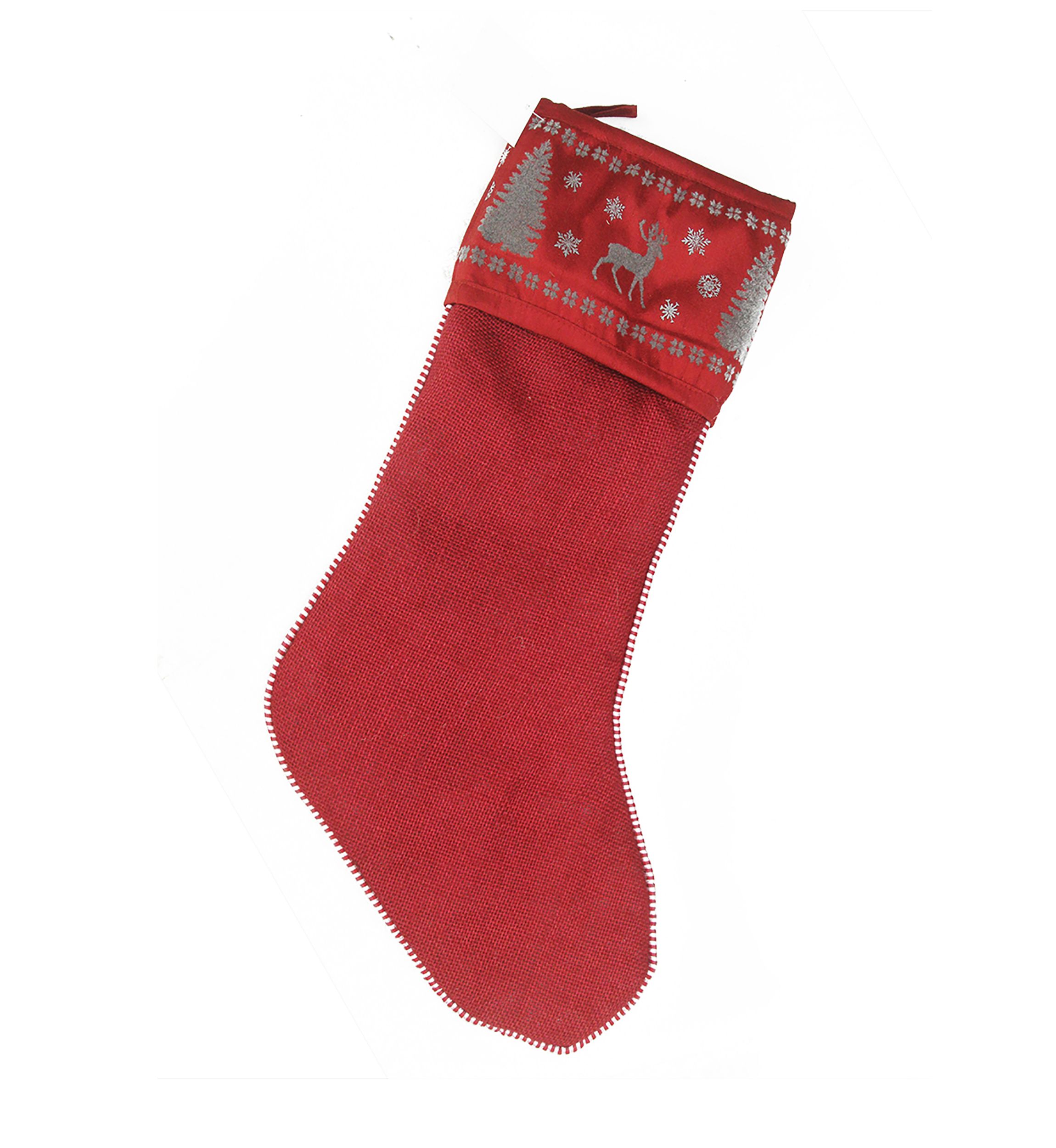20Inch Red Alpine Chic Reindeer Christmas Stocking