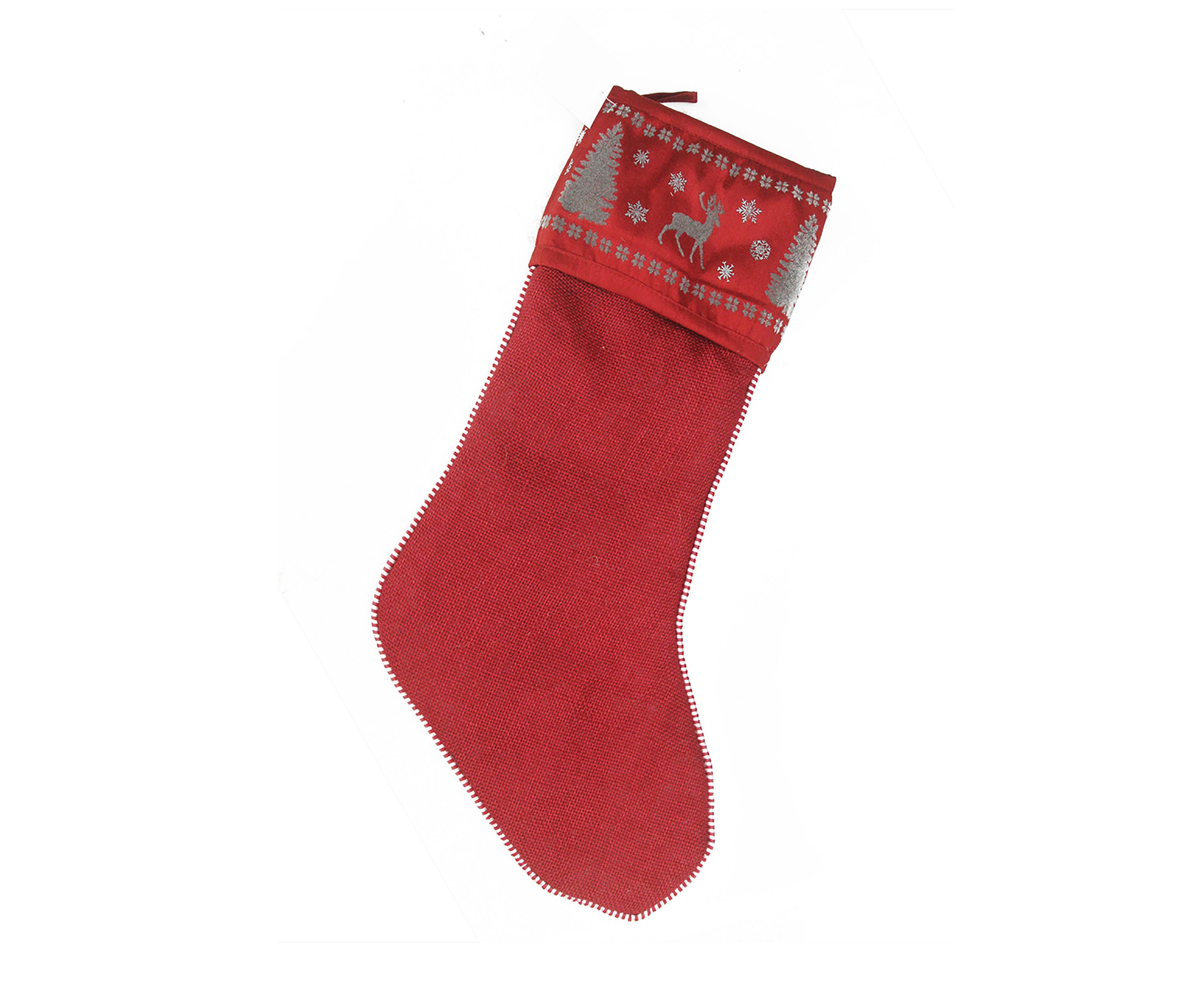20Inch Red Alpine Chic Reindeer Christmas Stocking