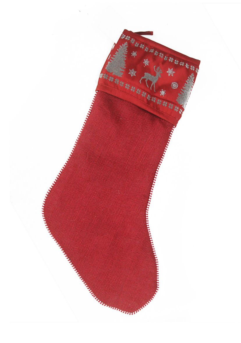 20Inch Red Alpine Chic Reindeer Christmas Stocking