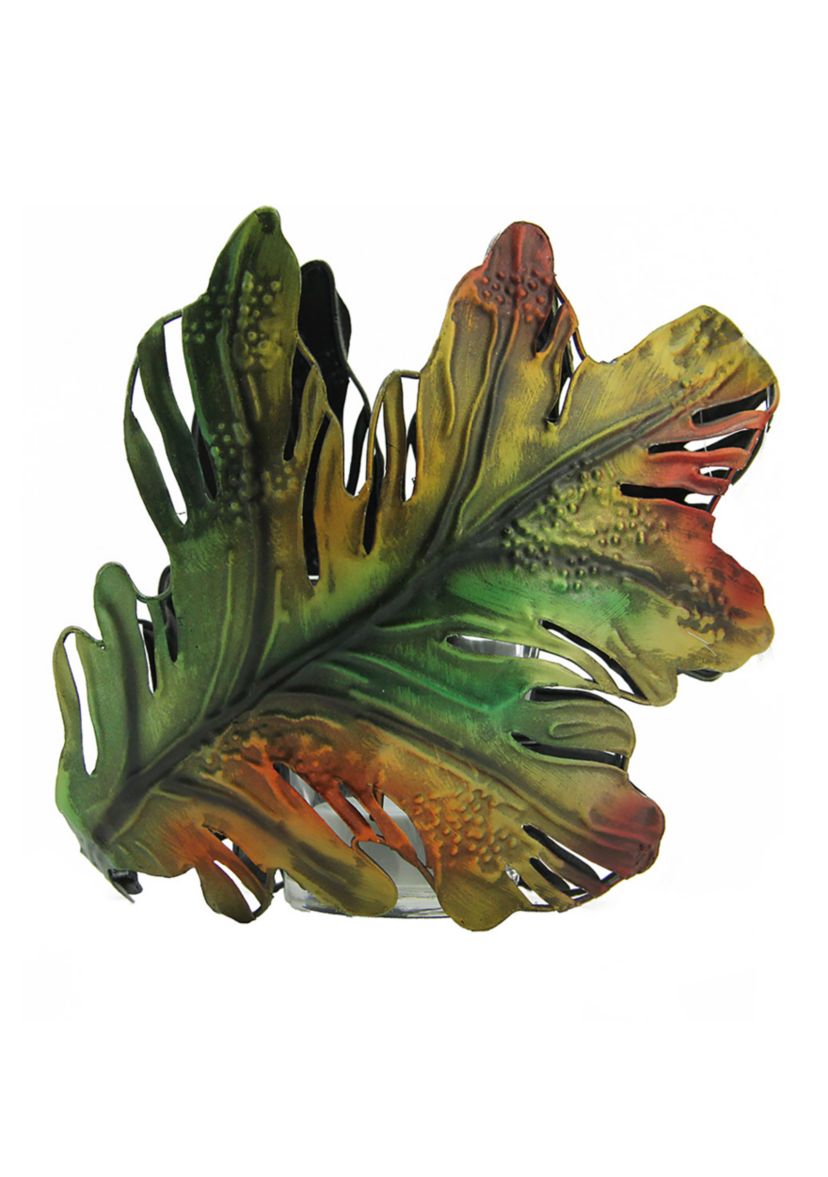 6 inch Green and Brown Oak Leaf Thanksgiving Votive Candle Holder