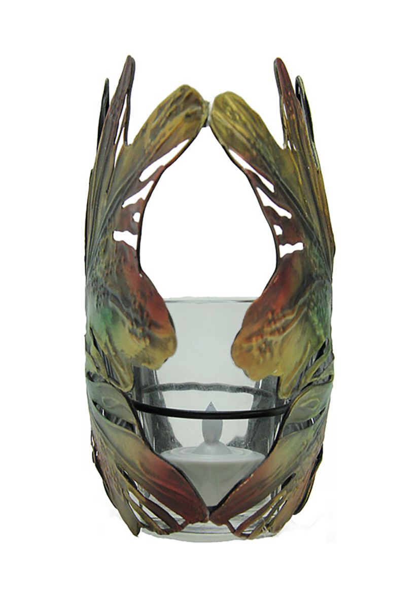 6 inch Green and Brown Oak Leaf Thanksgiving Votive Candle Holder