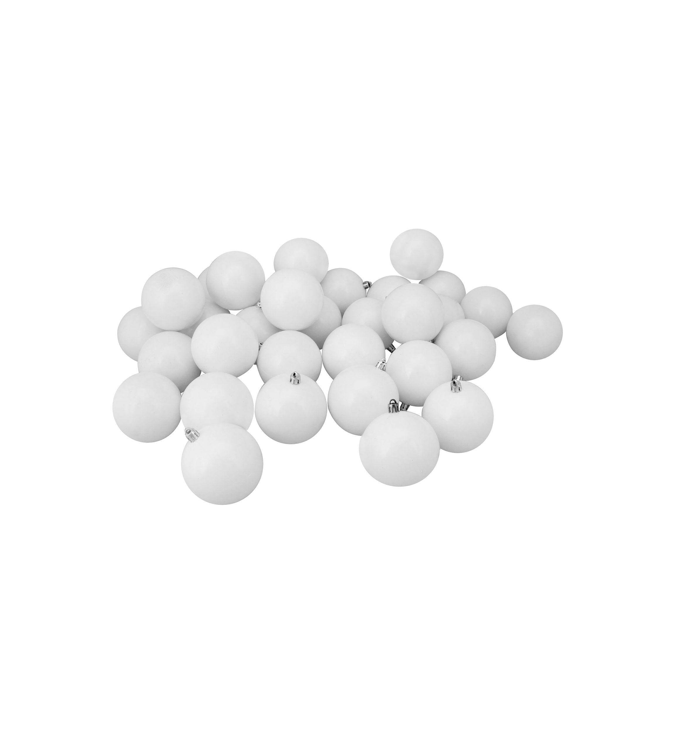 32ct Winter White Shatterproof Shiny Christmas Ball Ornaments 3.25 inches 80mm