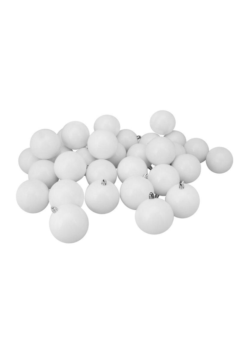 32ct Winter White Shatterproof Shiny Christmas Ball Ornaments 3.25 inches 80mm