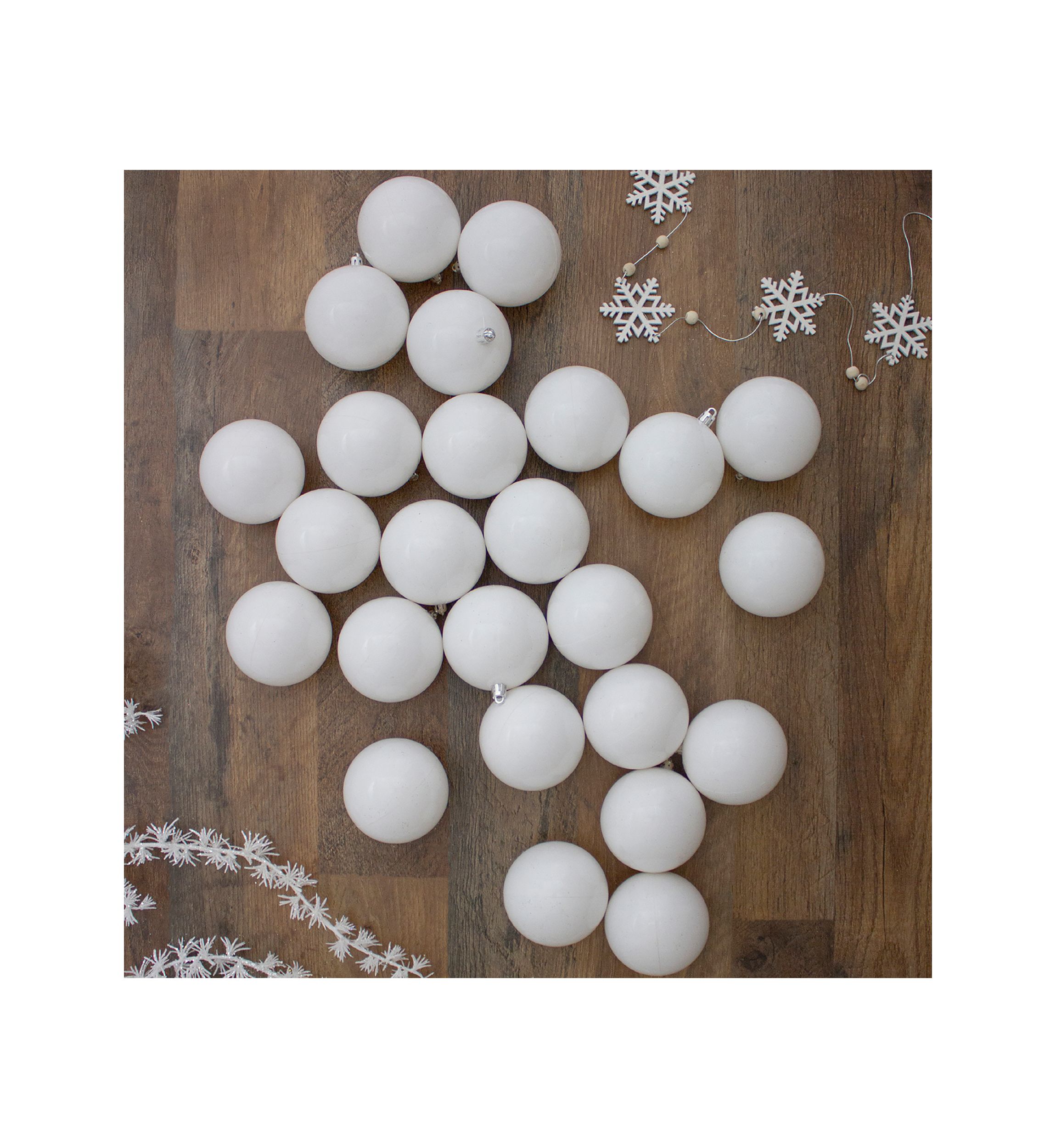 32ct Winter White Shatterproof Shiny Christmas Ball Ornaments 3.25 inches 80mm