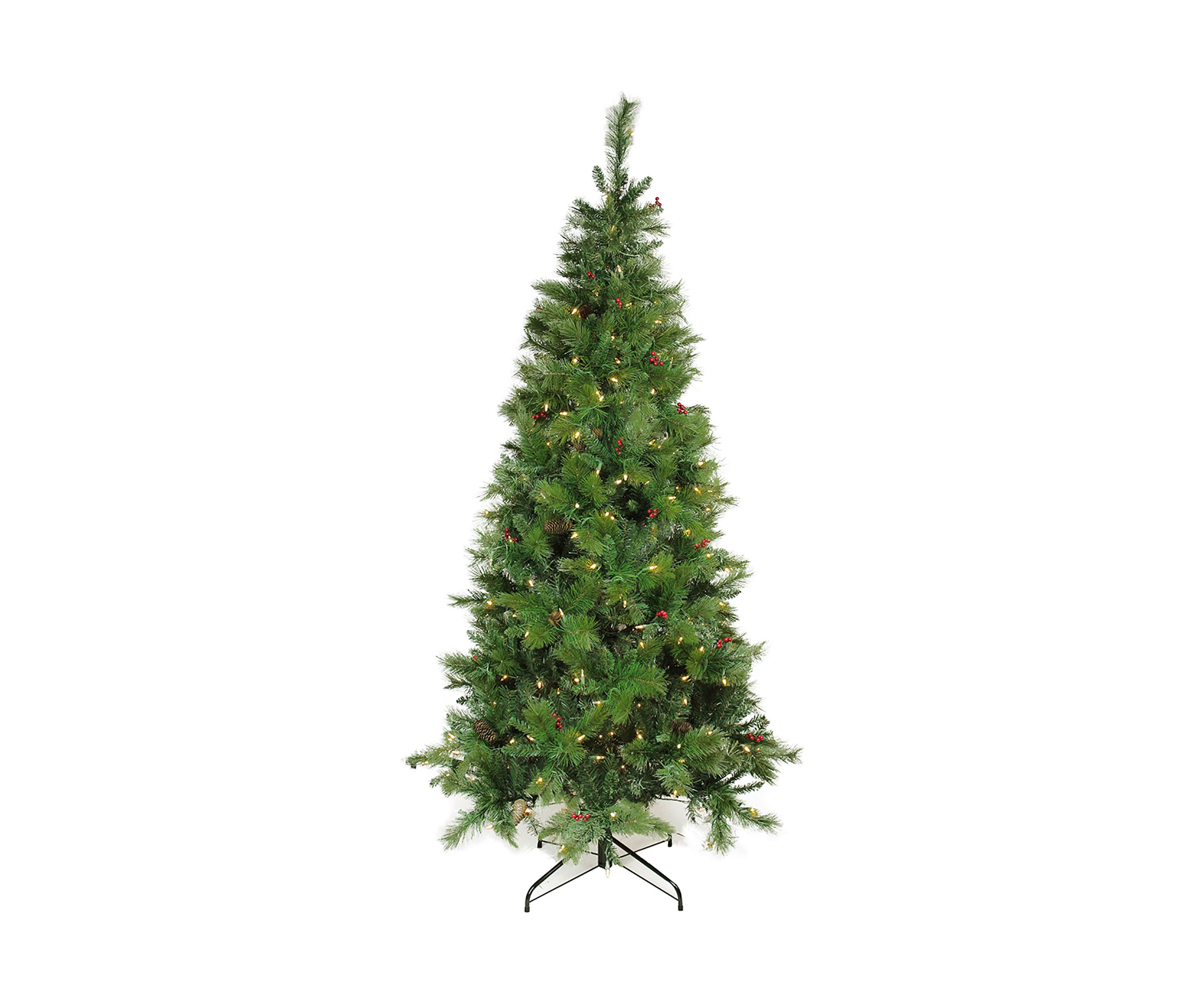 7 Pre-Lit Slim Mount Beacon Pine Artificial Christmas Tree - Multicolor LED Lights