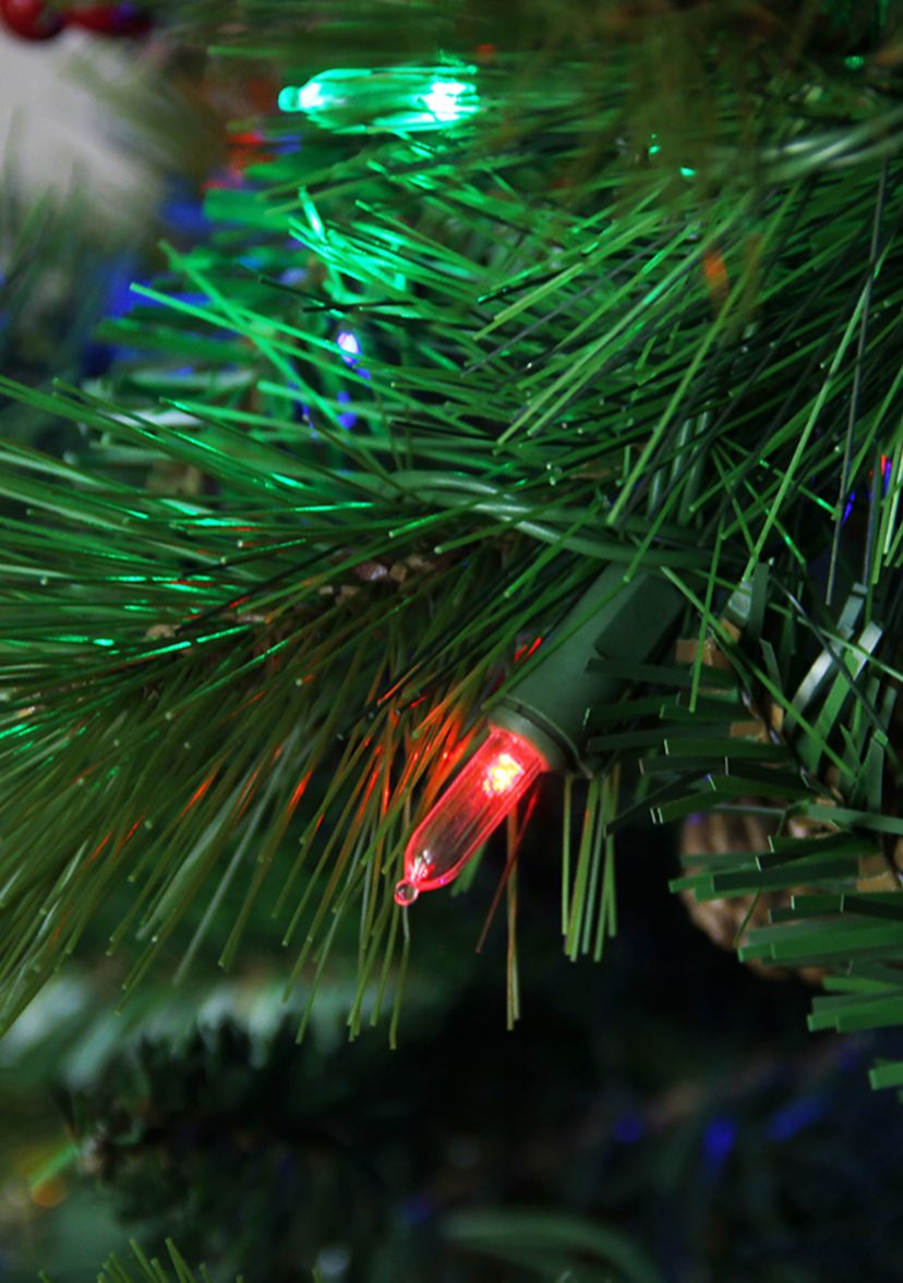 7 Pre-Lit Slim Mount Beacon Pine Artificial Christmas Tree - Multicolor LED Lights