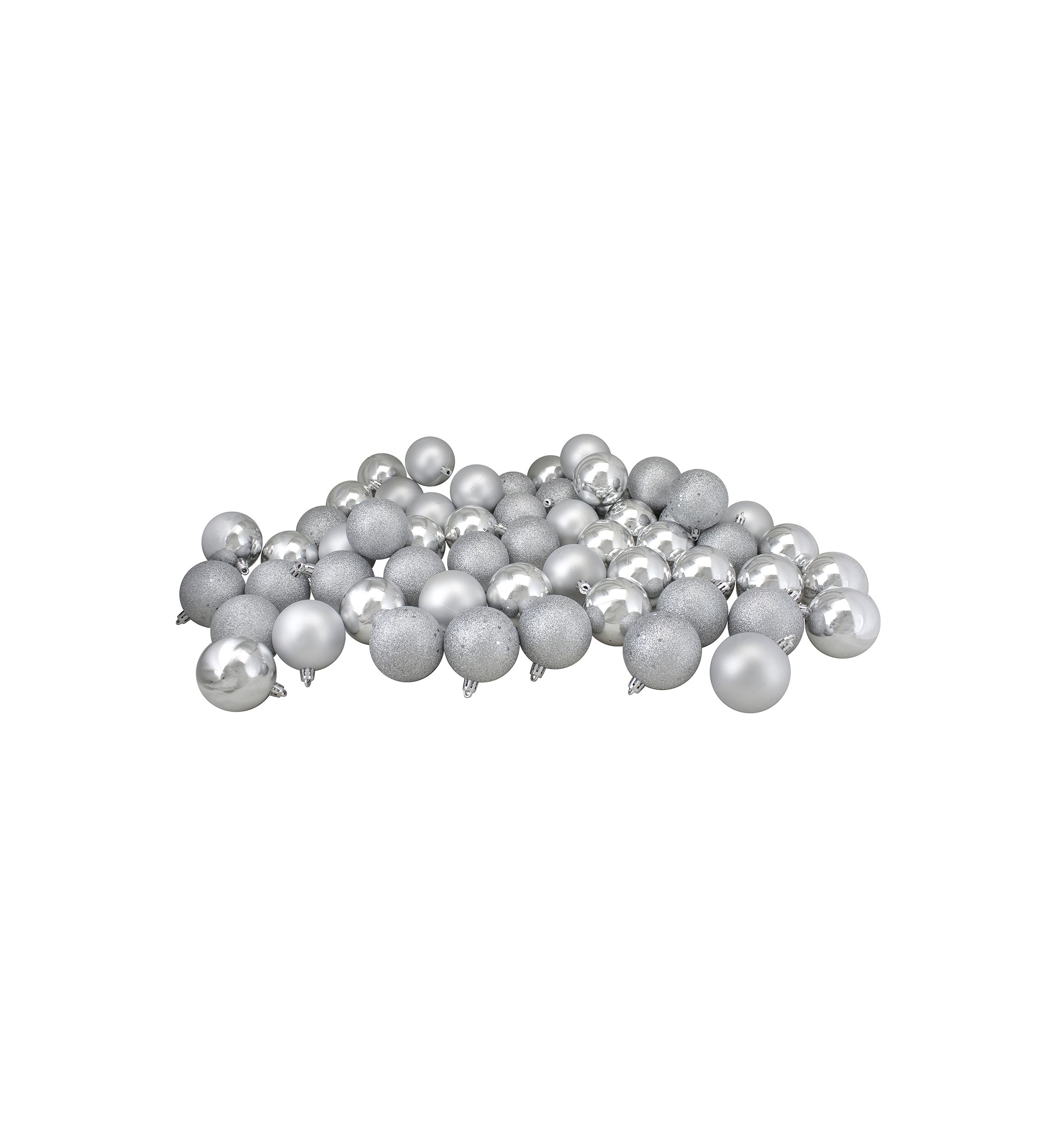 96ct Silver Shatterproof 4 Finish Christmas Ball Ornaments 1.5Inch (40mm)